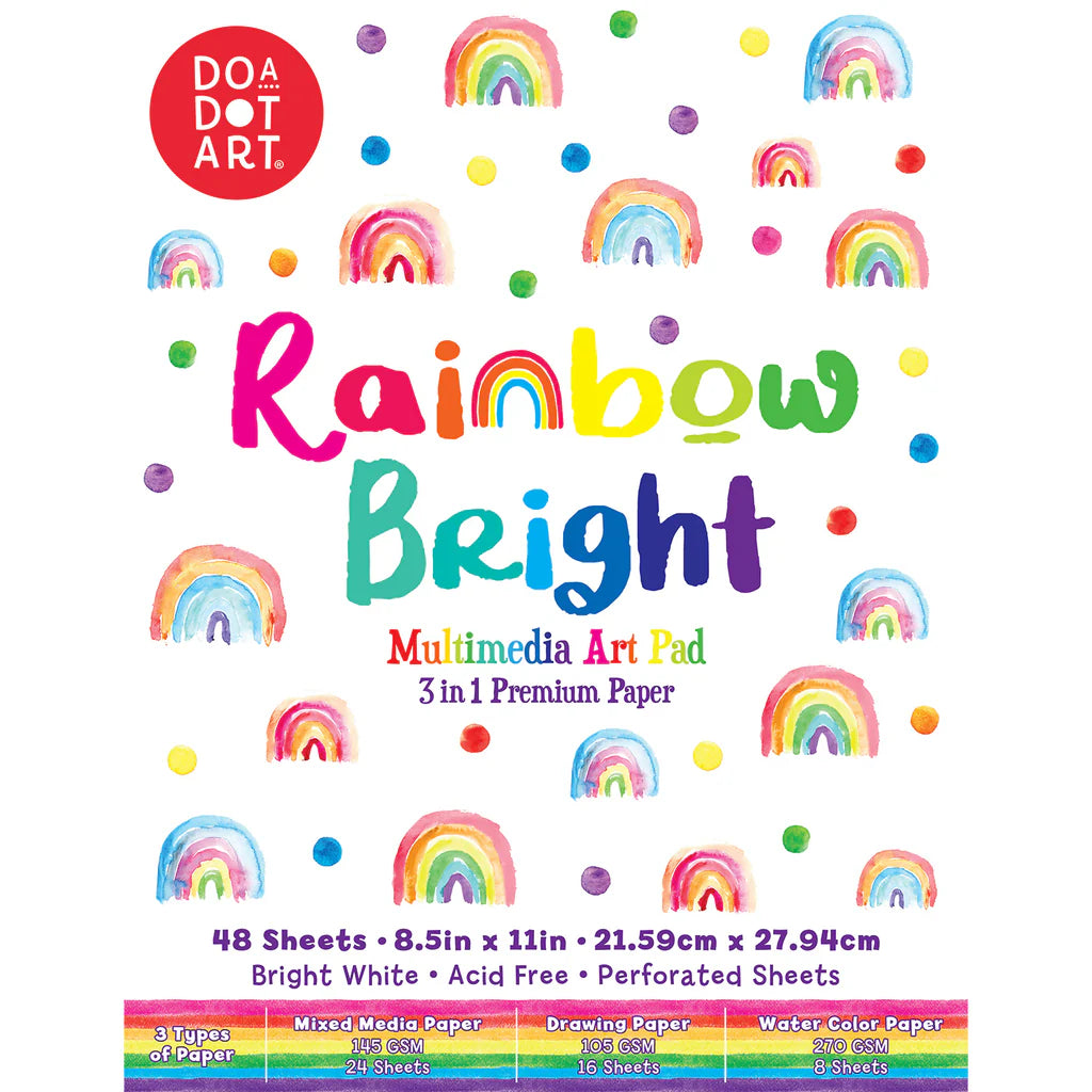 Rainbow Bright 3-in-1 Mixed Media Art Pad – 48 Sheets of Premium Paper