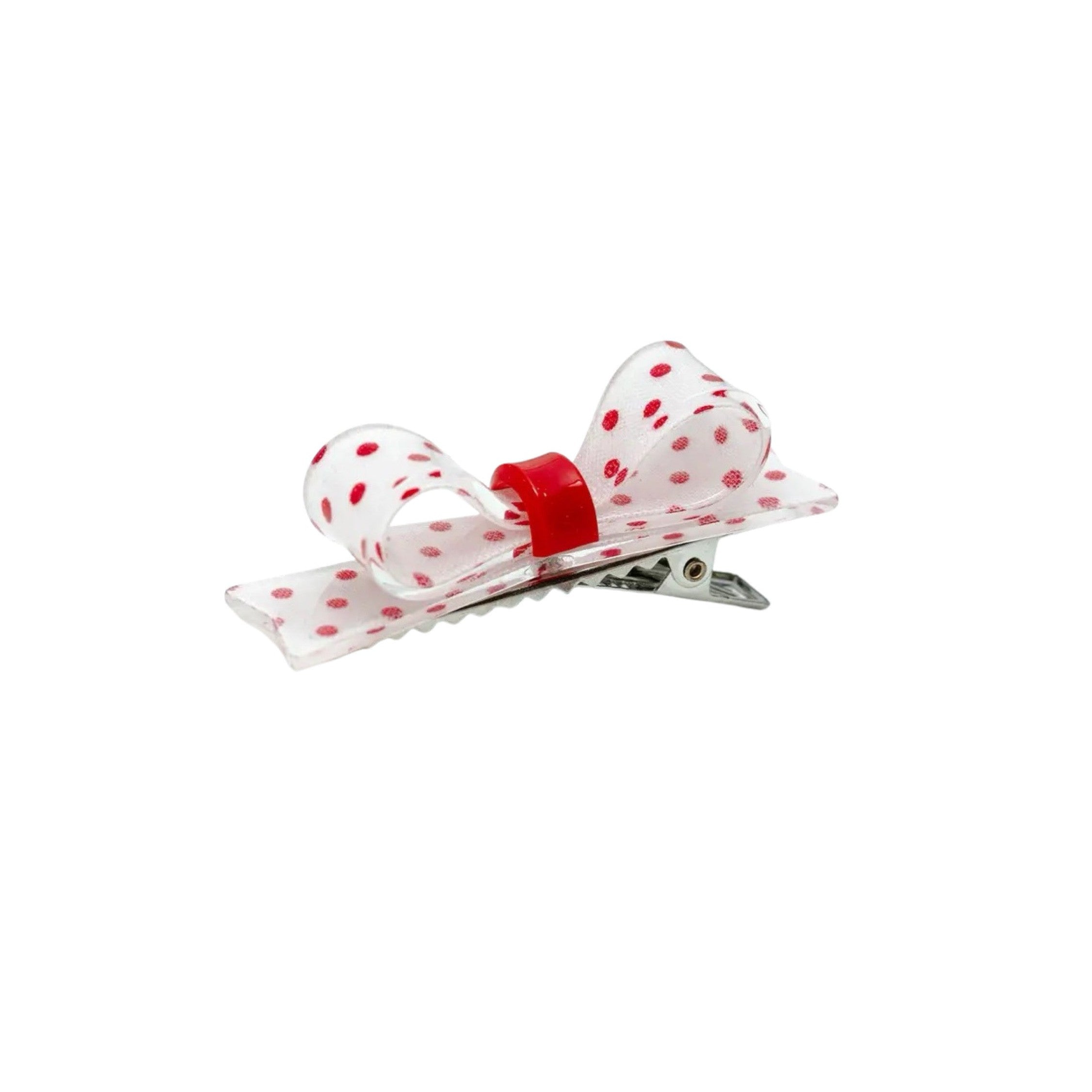 Red Polka Dot Acrylic Bow Alligator Hair Clip