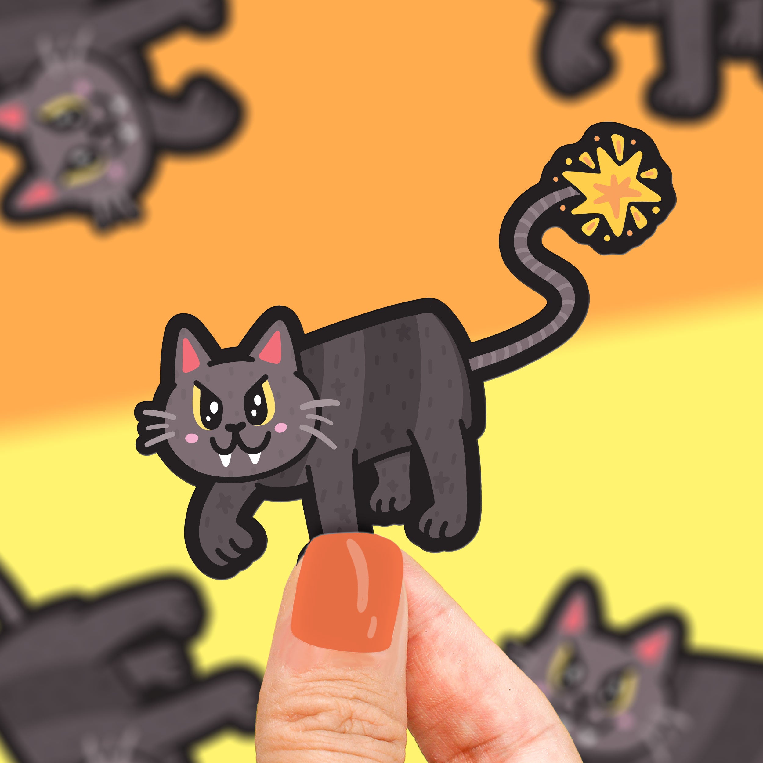 Black Kitty Firecracker Vinyl Sticker