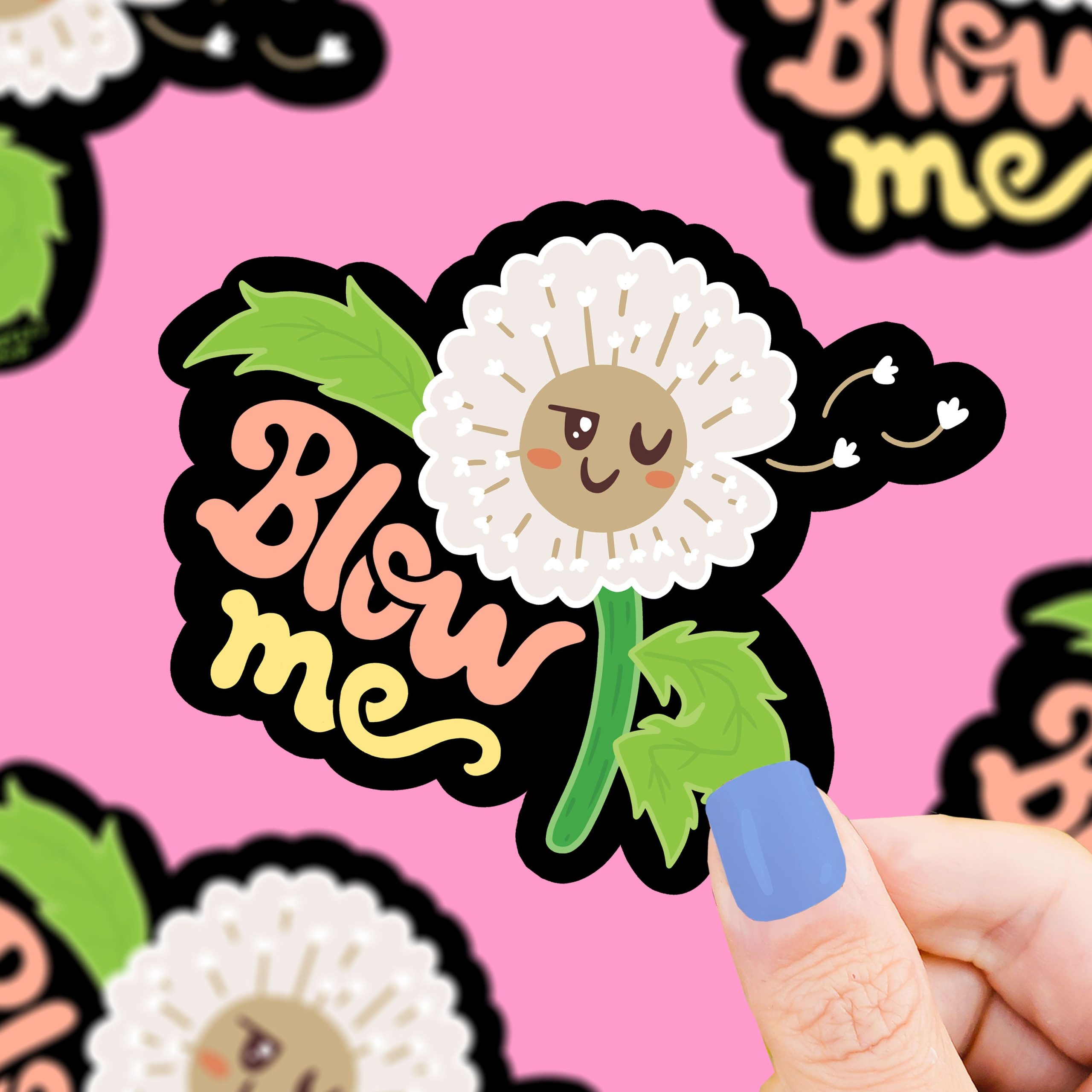 Blow Me Dandelion Flower Vinyl Sticker