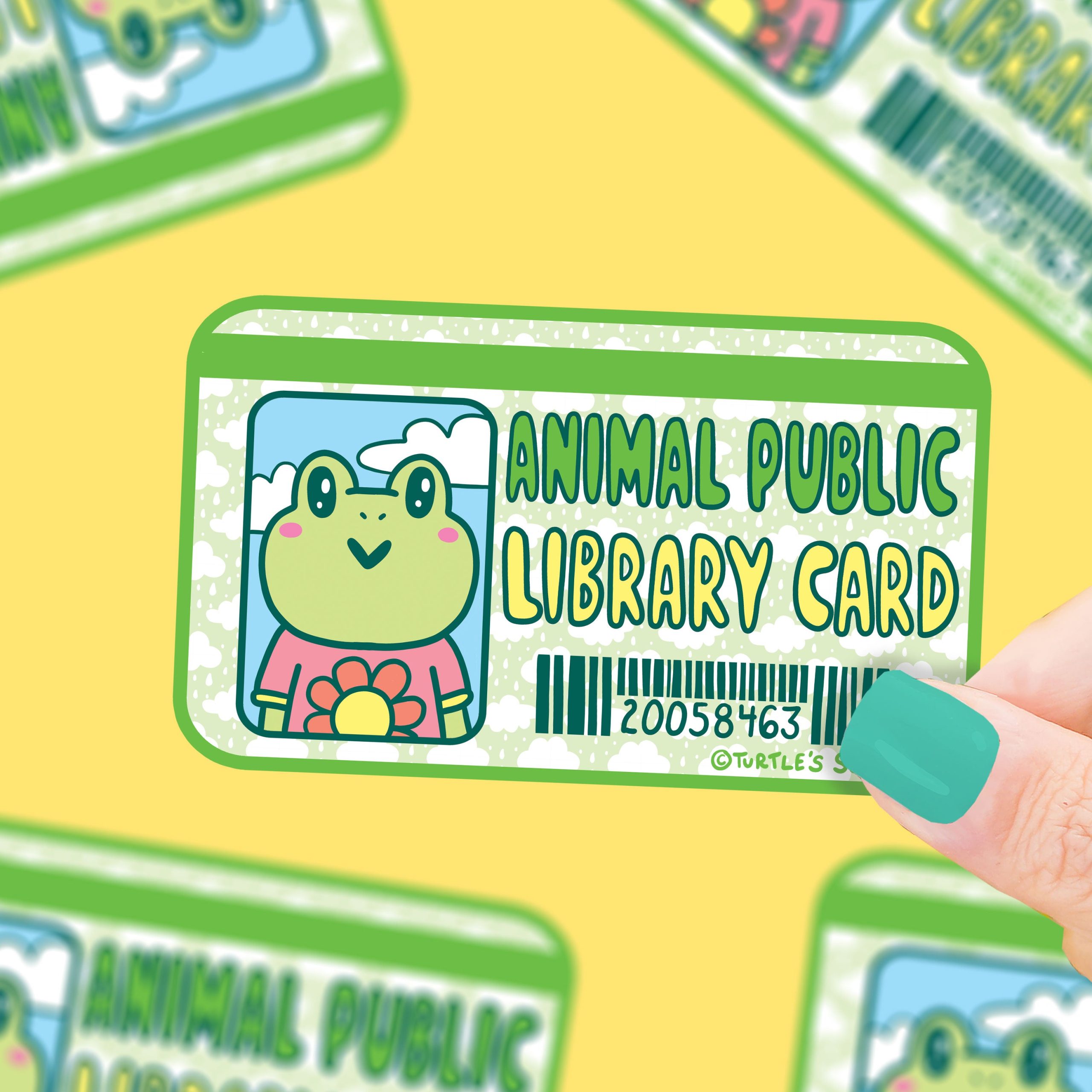Animal Public Frog Library Card Vinyl Sticker