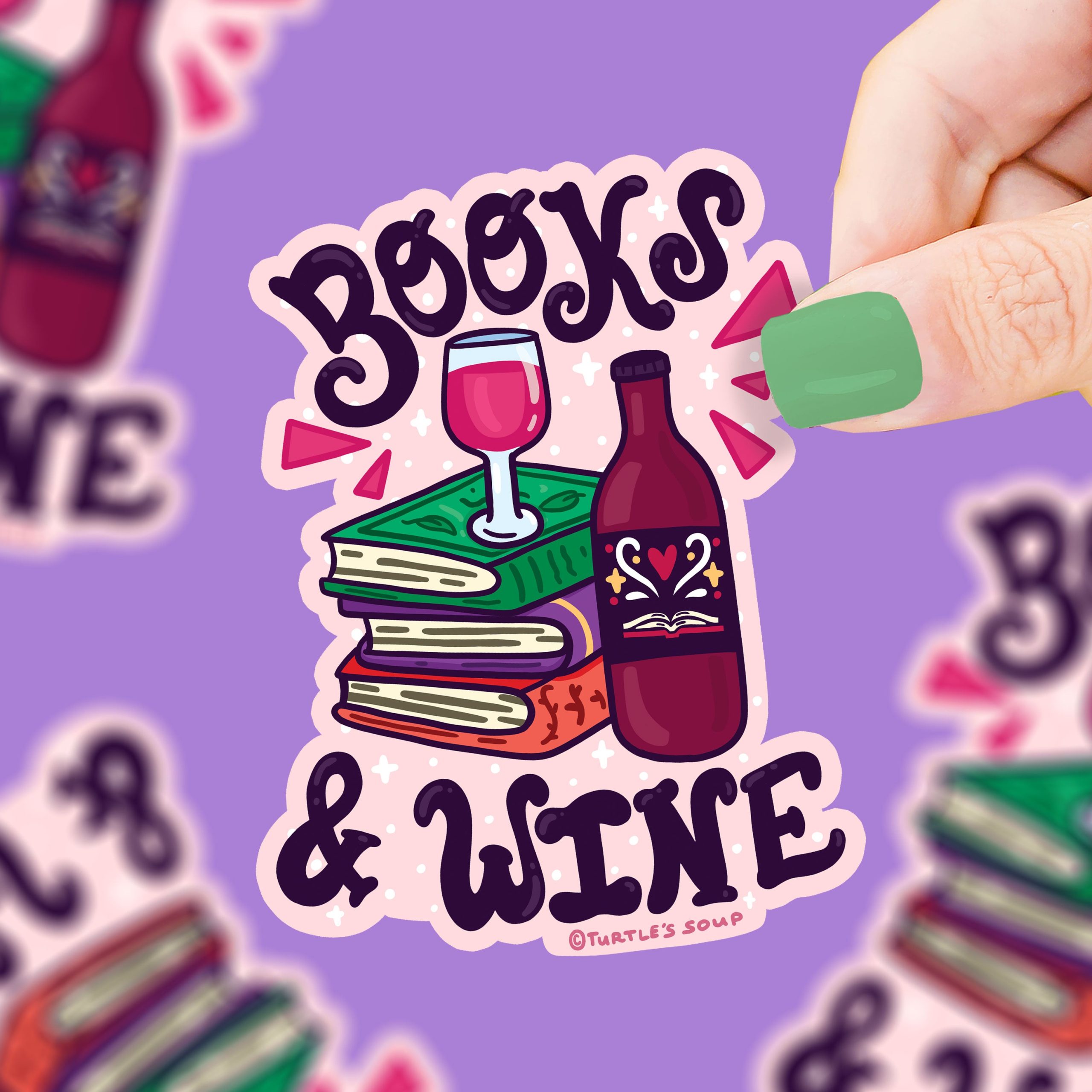 Books and Wine Bookish Vinyl Sticker