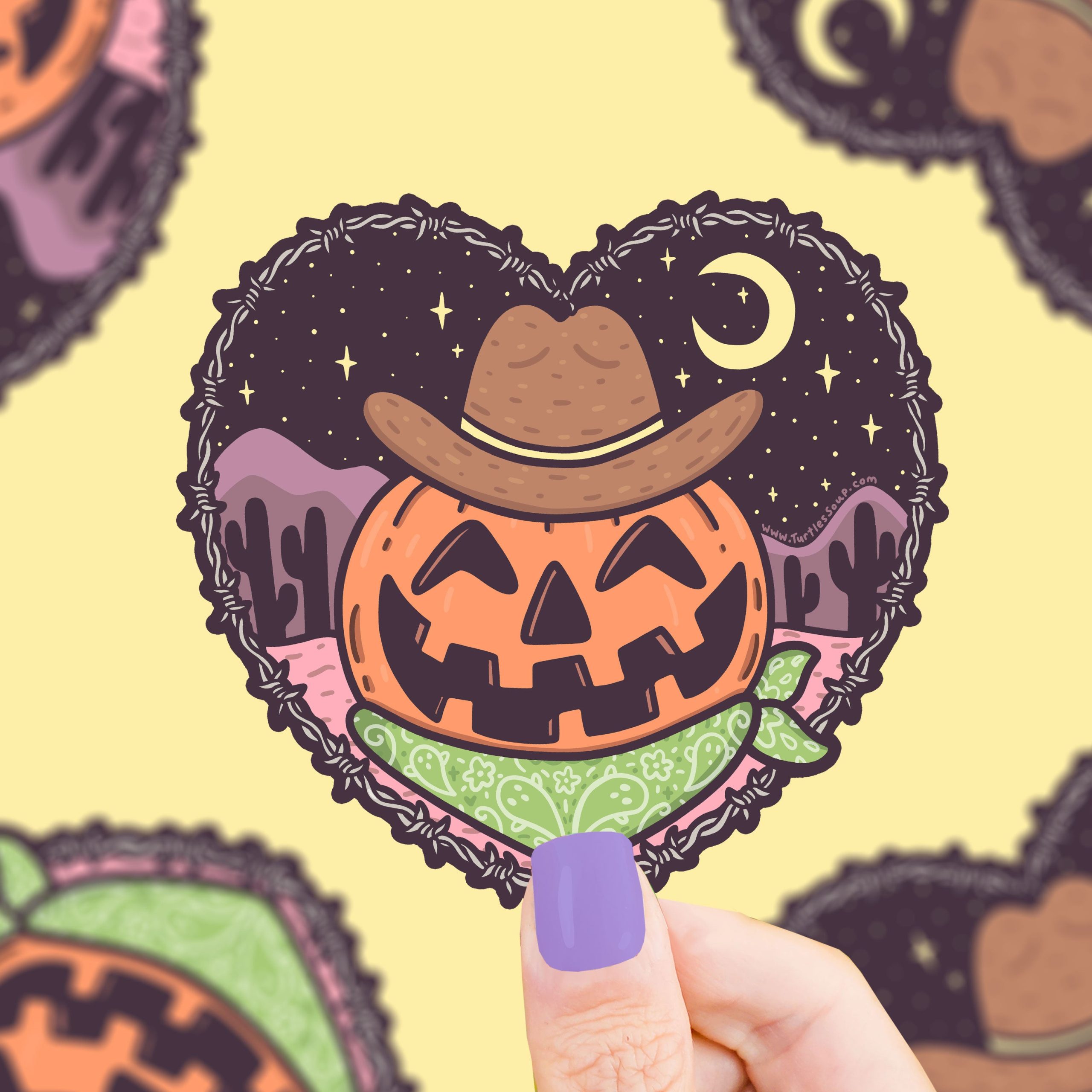 Western Cowboy Pumpkin Halloween Vinyl Sticker