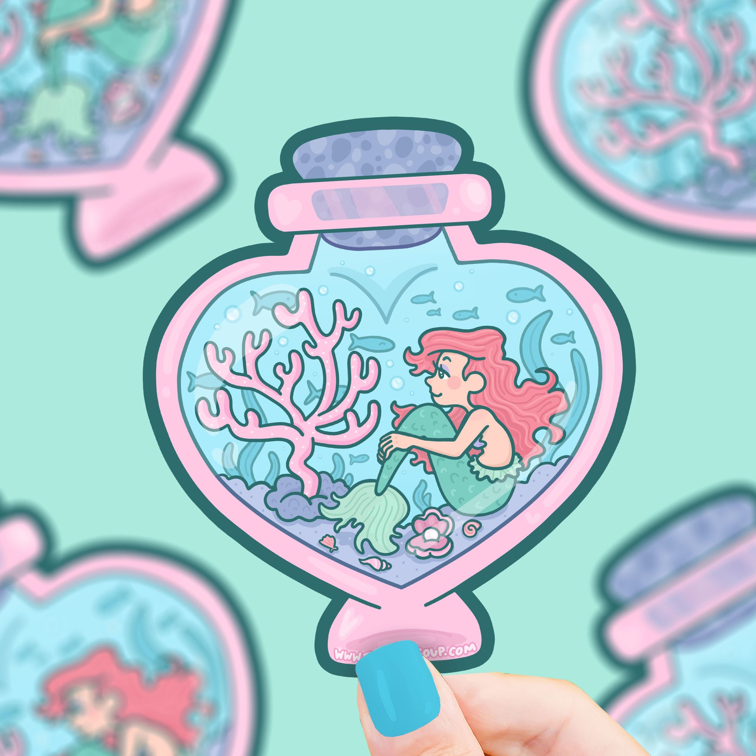 Tiny Sea Mermaid Ocean Jar Vinyl Sticker