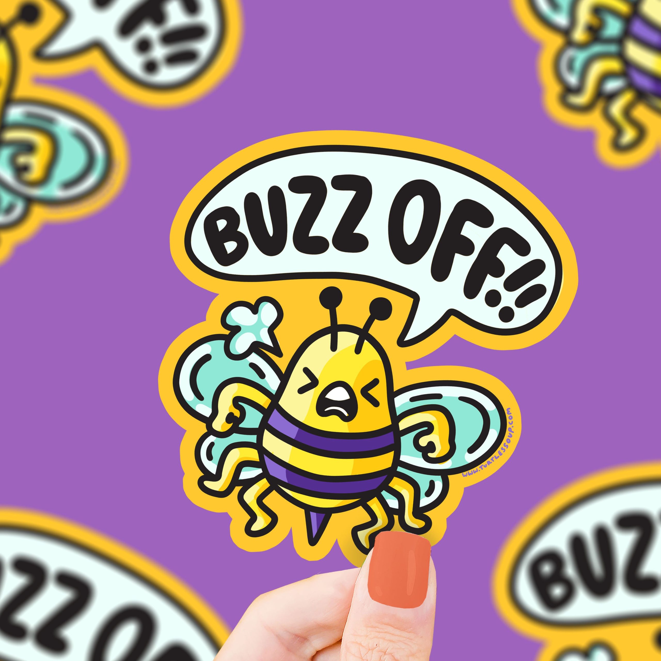 Buzz Off Bee Hornet Funny Vinyl Sticker