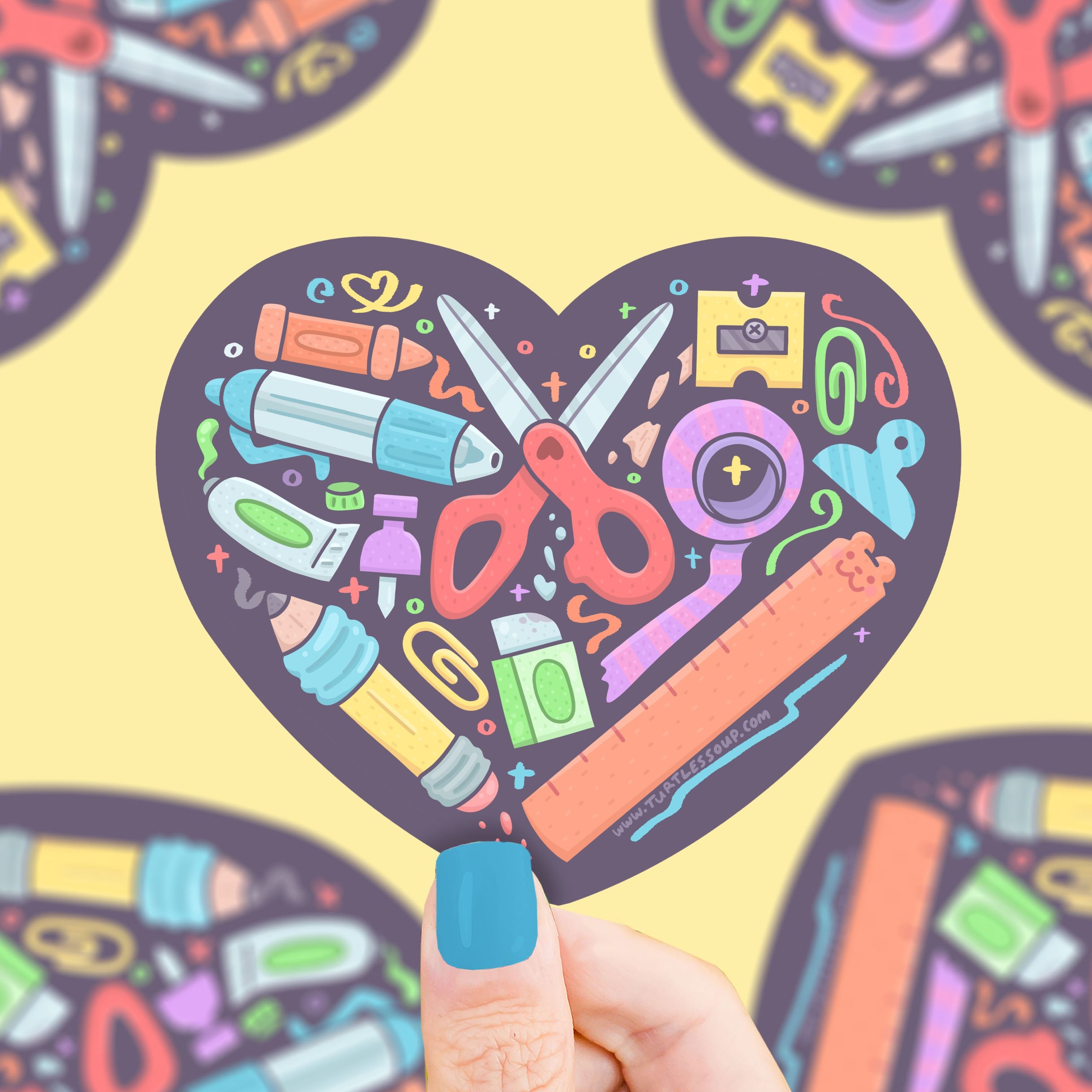Arts and Crafts Crafty Person Heart Shaped Vinyl Sticker
