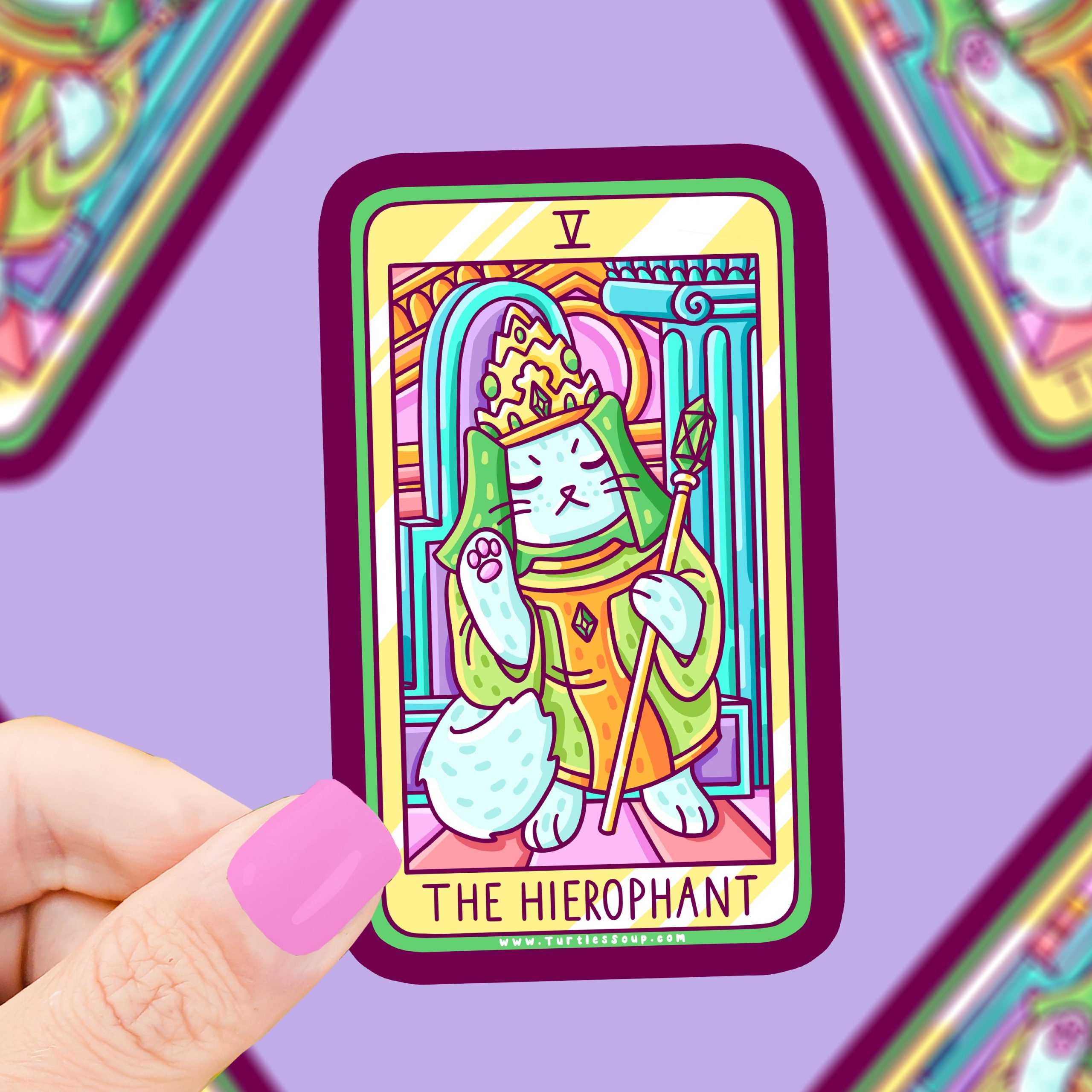 The Hierophant Kitty Tarot Card Vinyl Sticker
