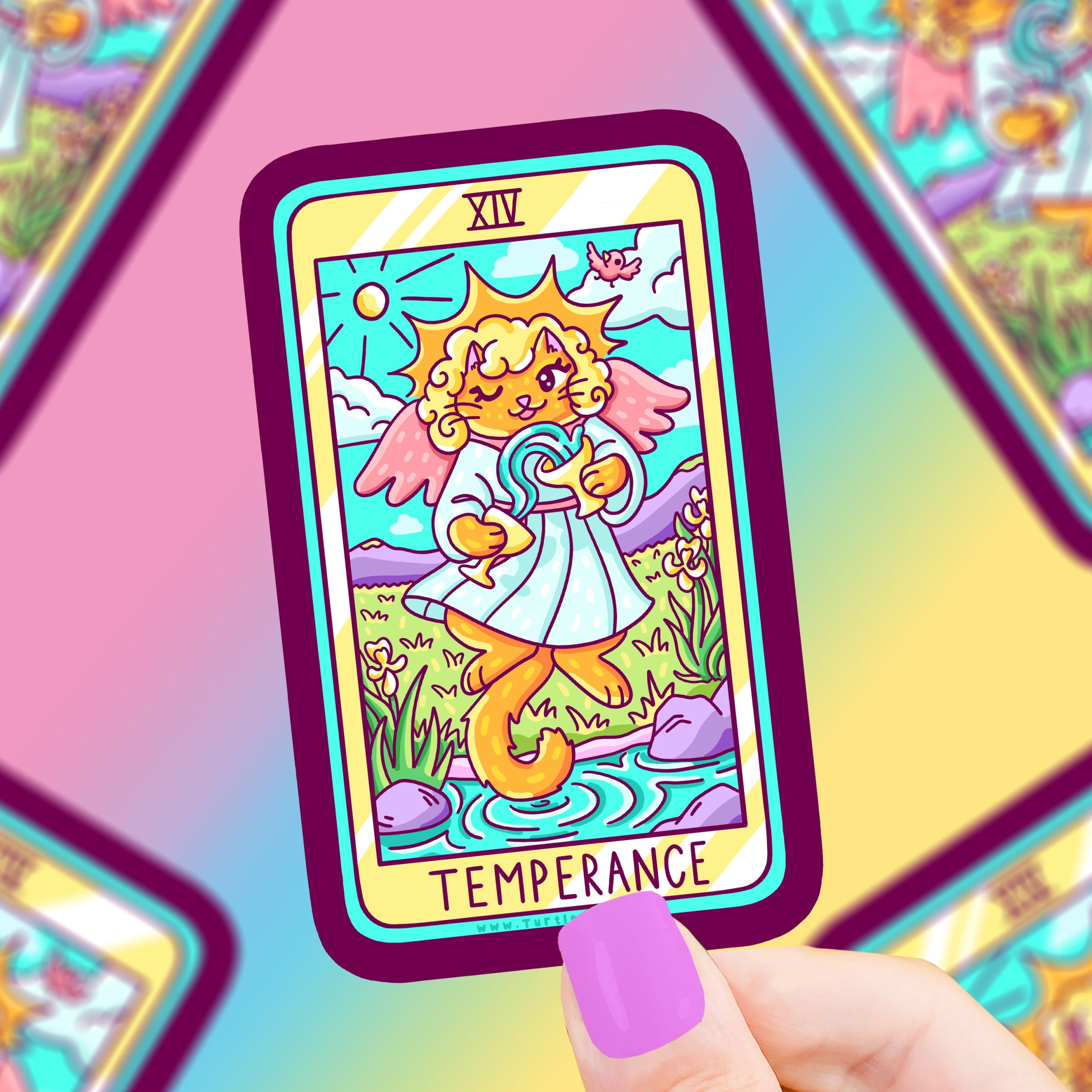Temperance Kitty Tarot Card Vinyl Sticker