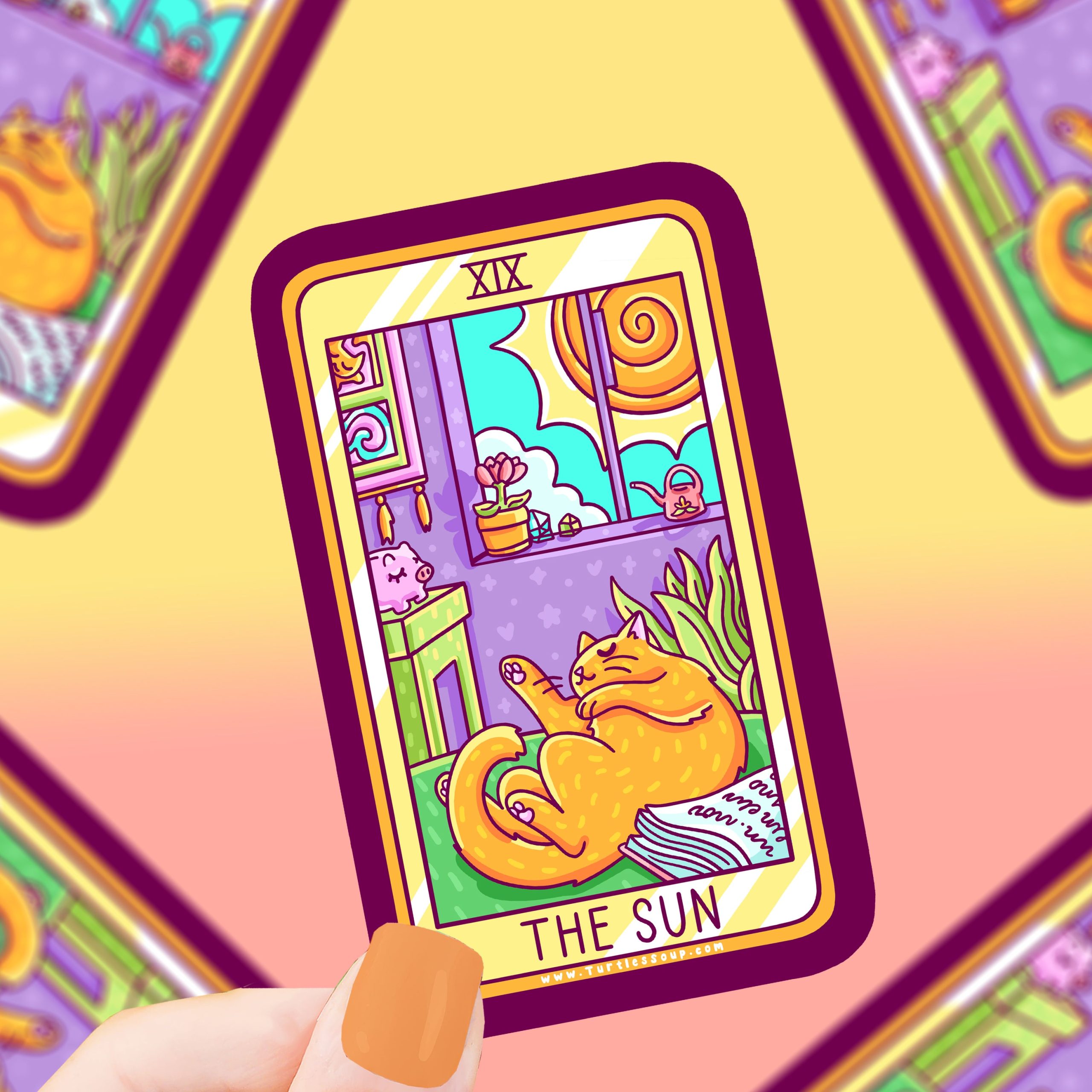 The Sun Kitty Tarot Card Vinyl Sticker
