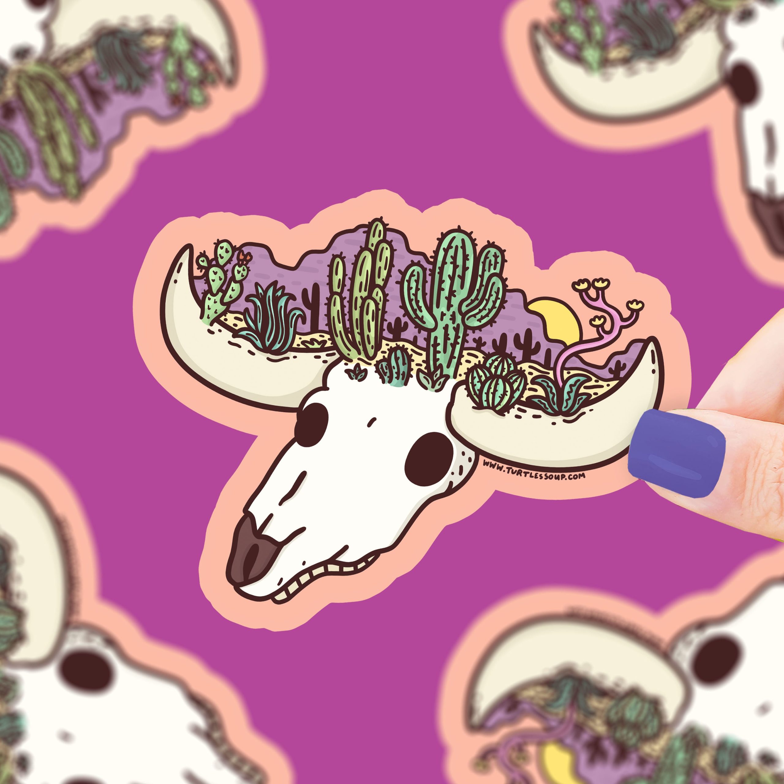 Cow Skull Desert Garden Vinyl Sticker