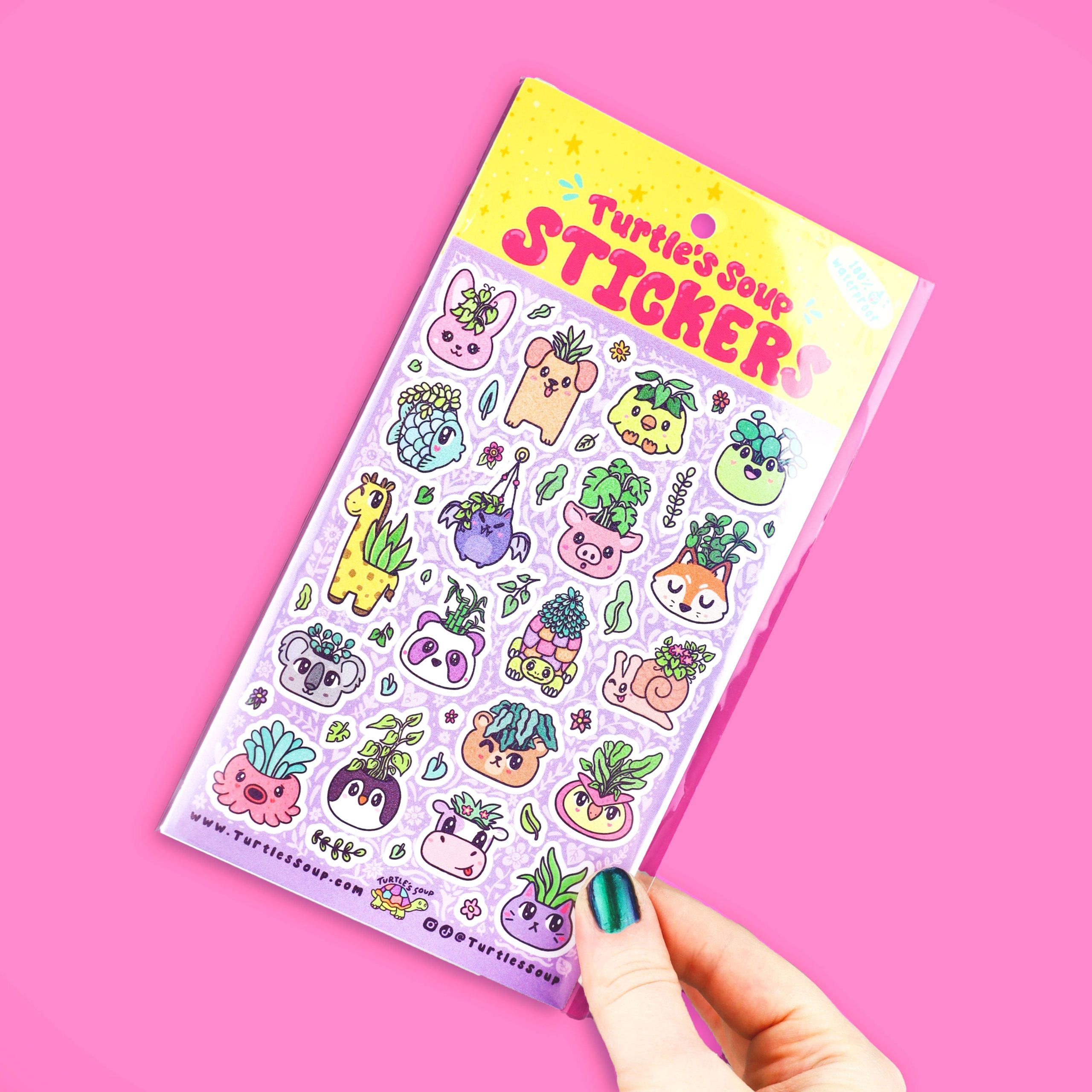 Animals In Pots Vinyl Sticker Sheet