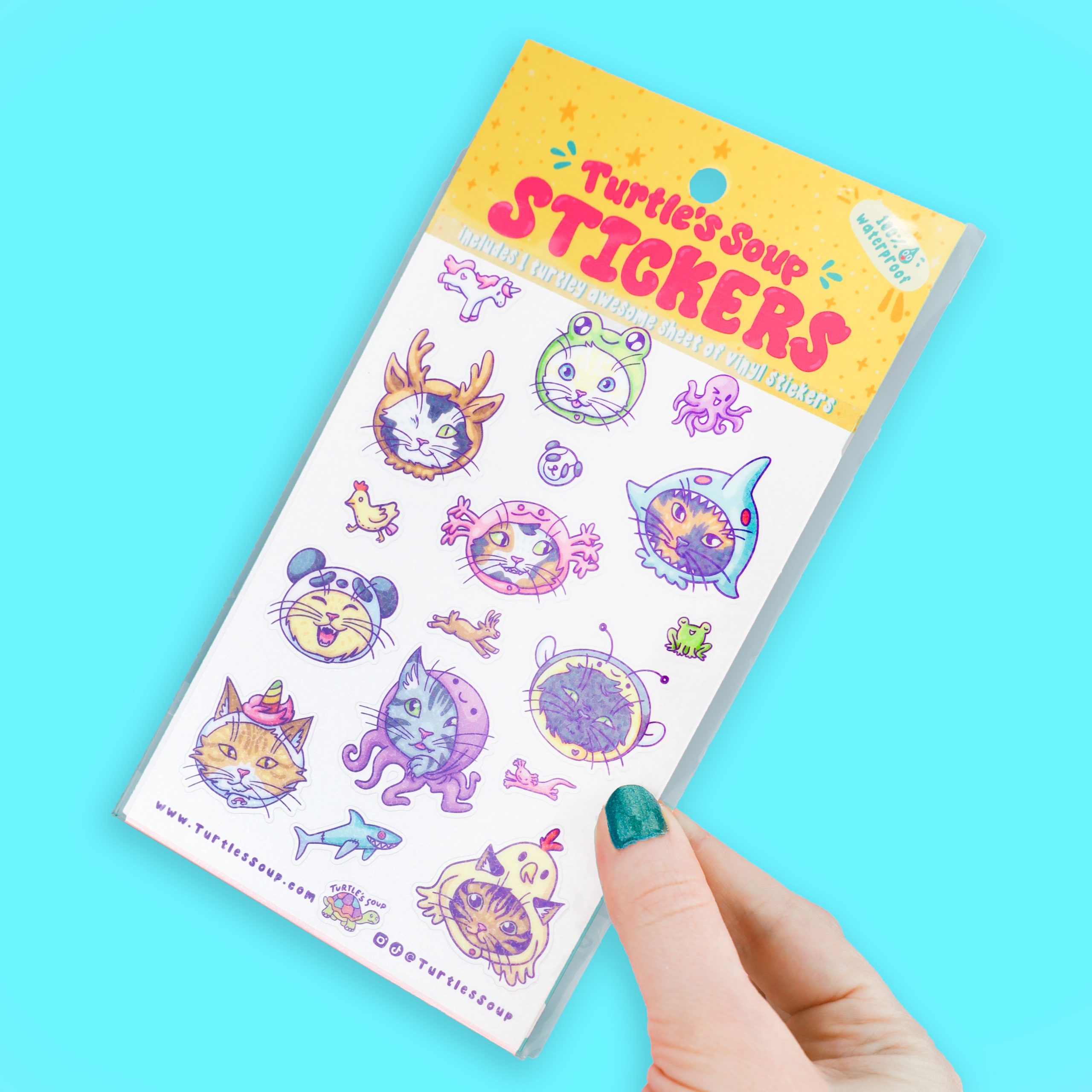 Cosplay Kitties Cats in Animal Hats Sticker Sheet
