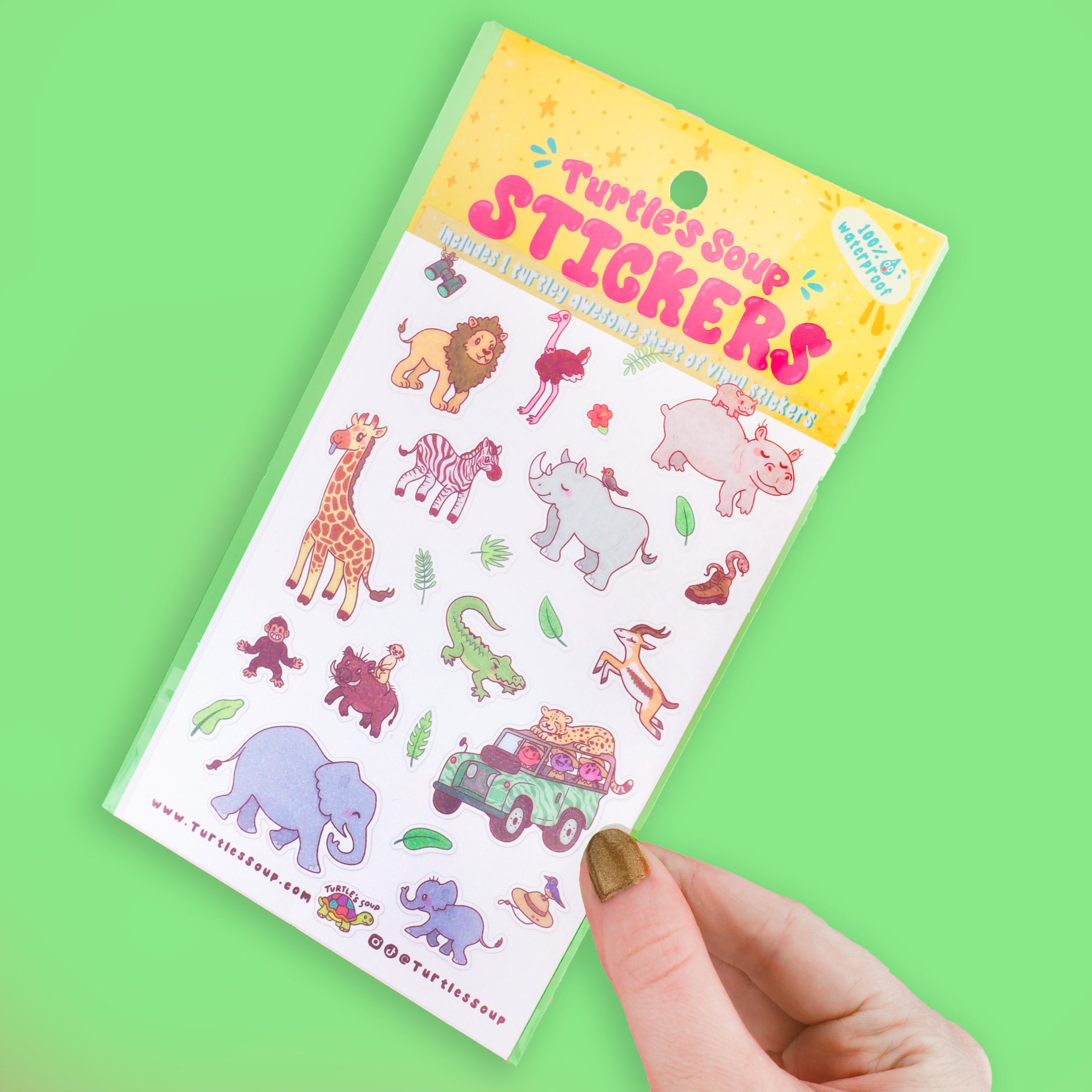 Safari Animals Glitter Vinyl Sticker Sheet