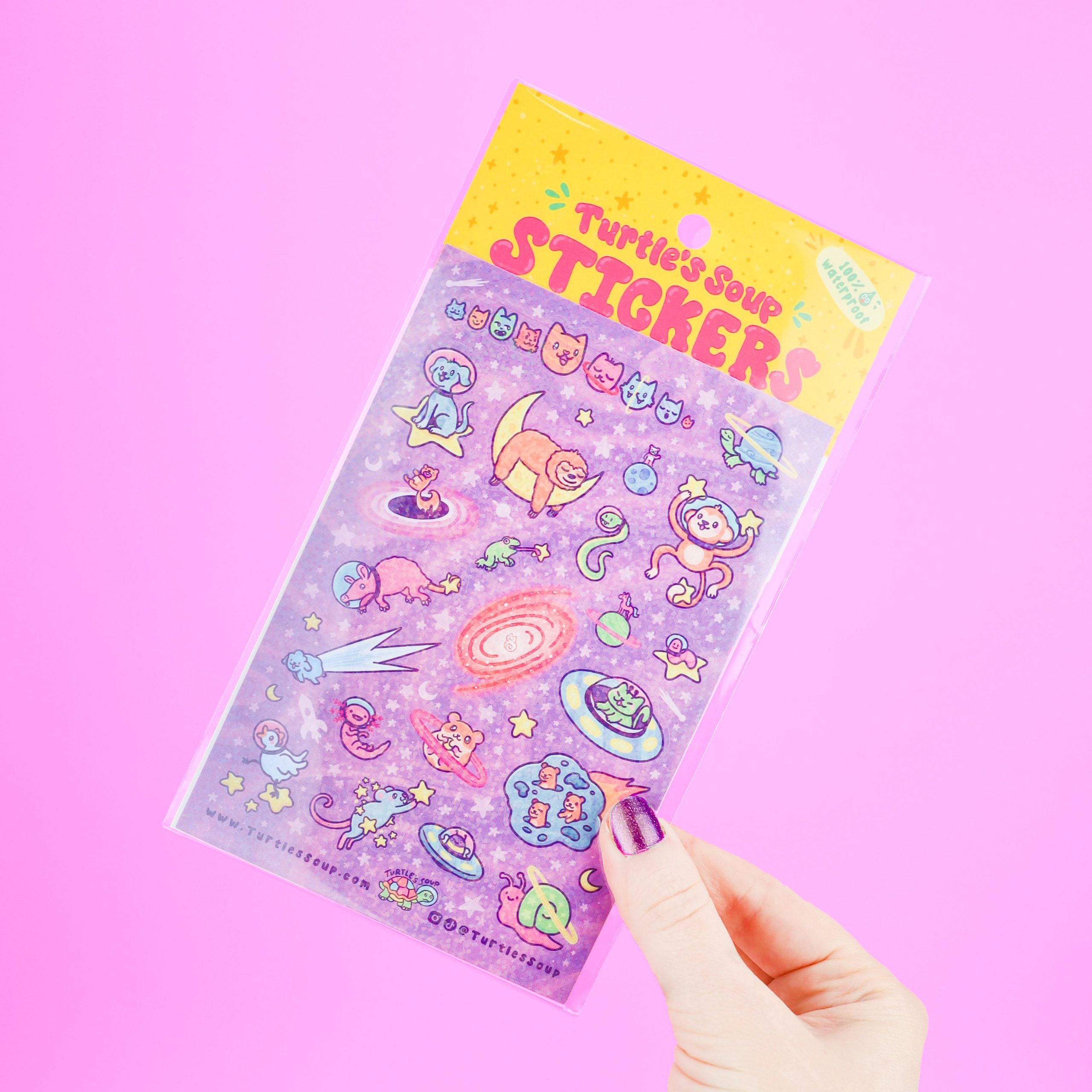 Cosmic Critters Glitter Sticker Sheet