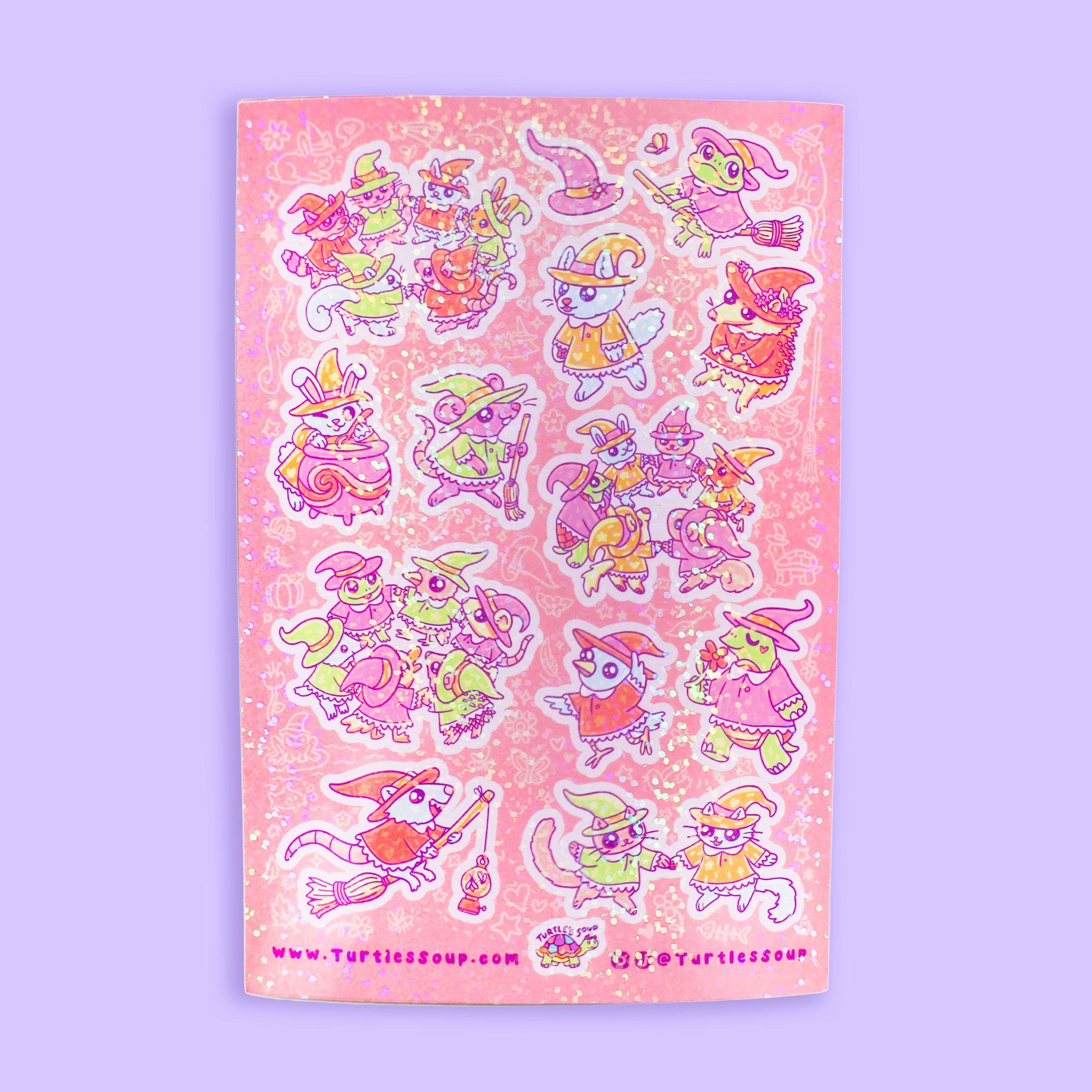 Witchy Critter Coven Halloween Sticker Sheet