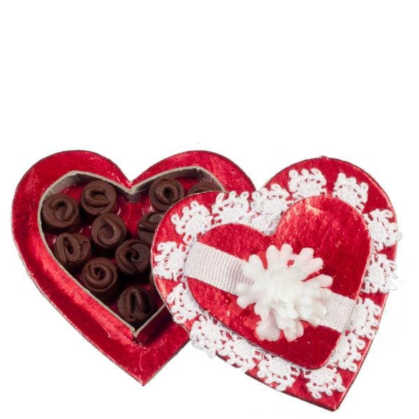 Heart-Shaped Dollhouse Miniature Box with Chocolates