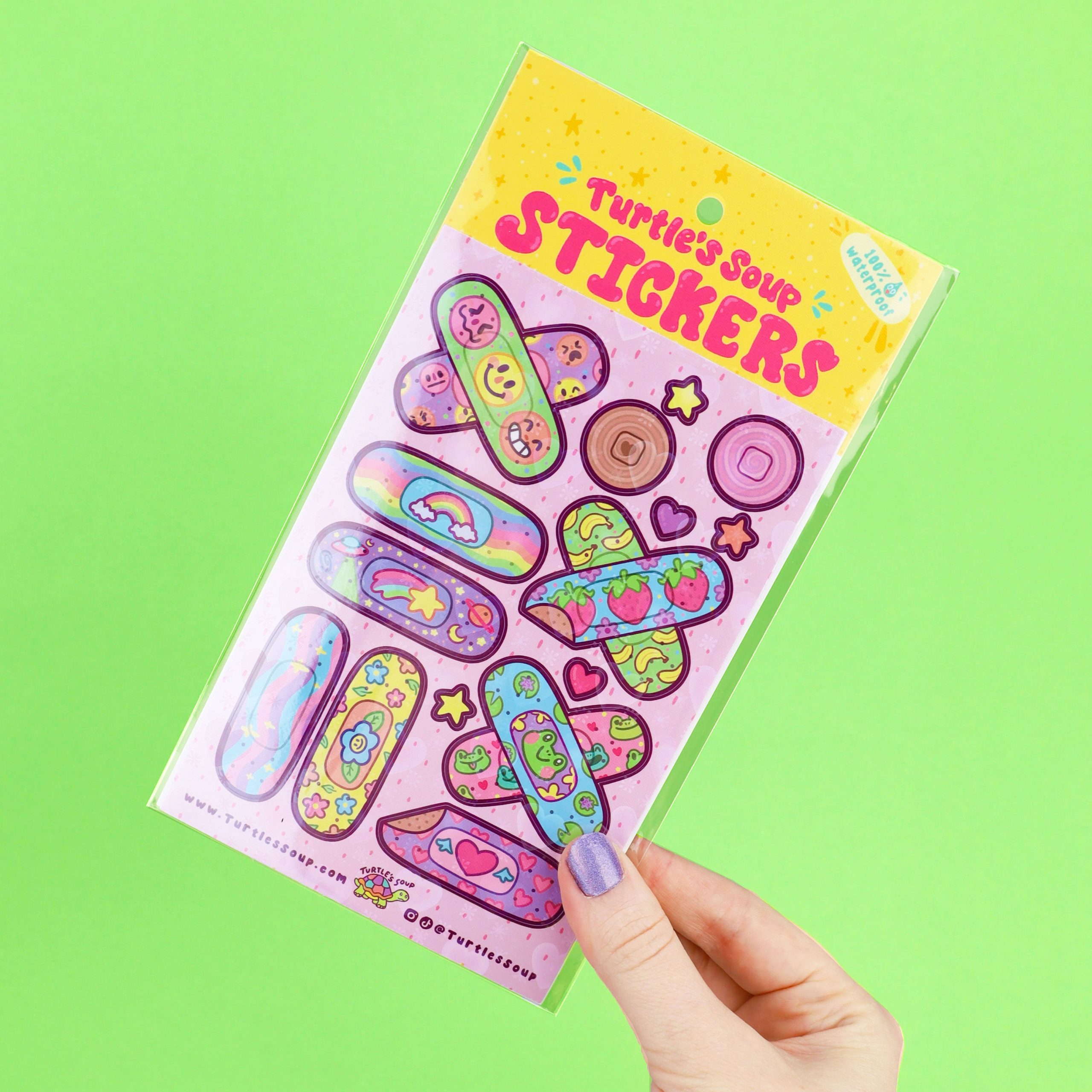 Kawaii Bandages Glitter Vinyl Sticker Sheet