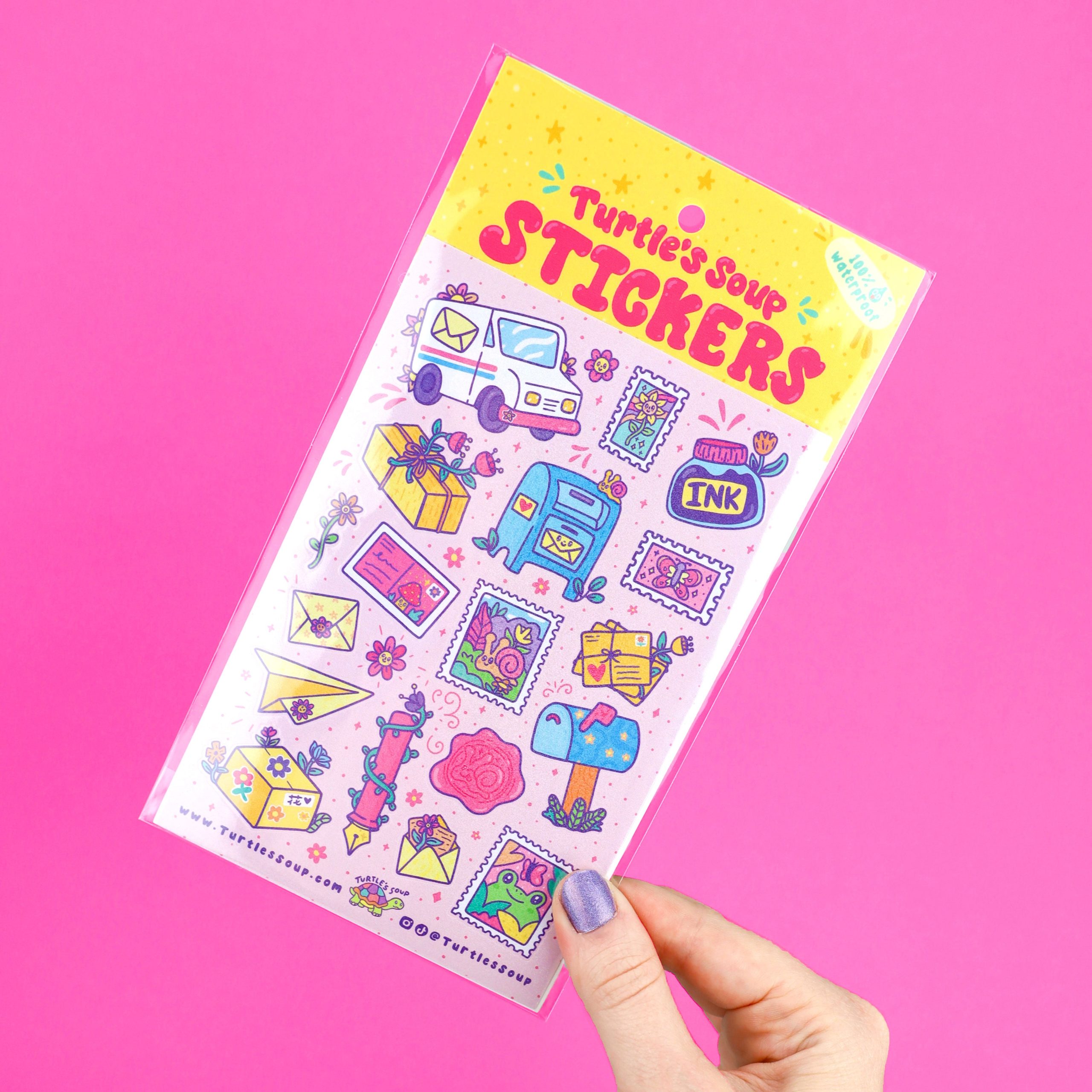 Kawaii Happy Mail Glitter Vinyl Sticker Sheet