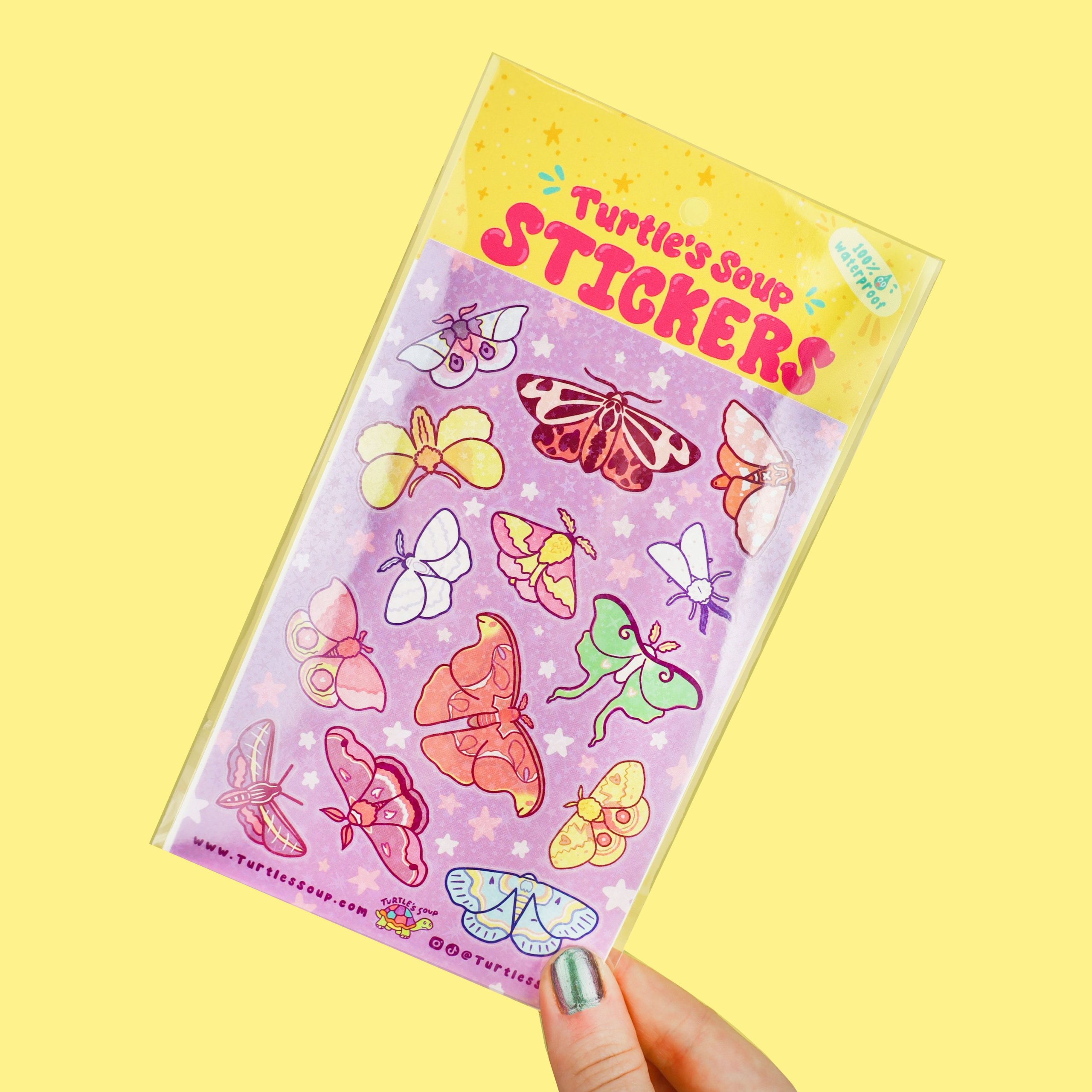 Moonlight Moths Glitter Vinyl Sticker Sheet
