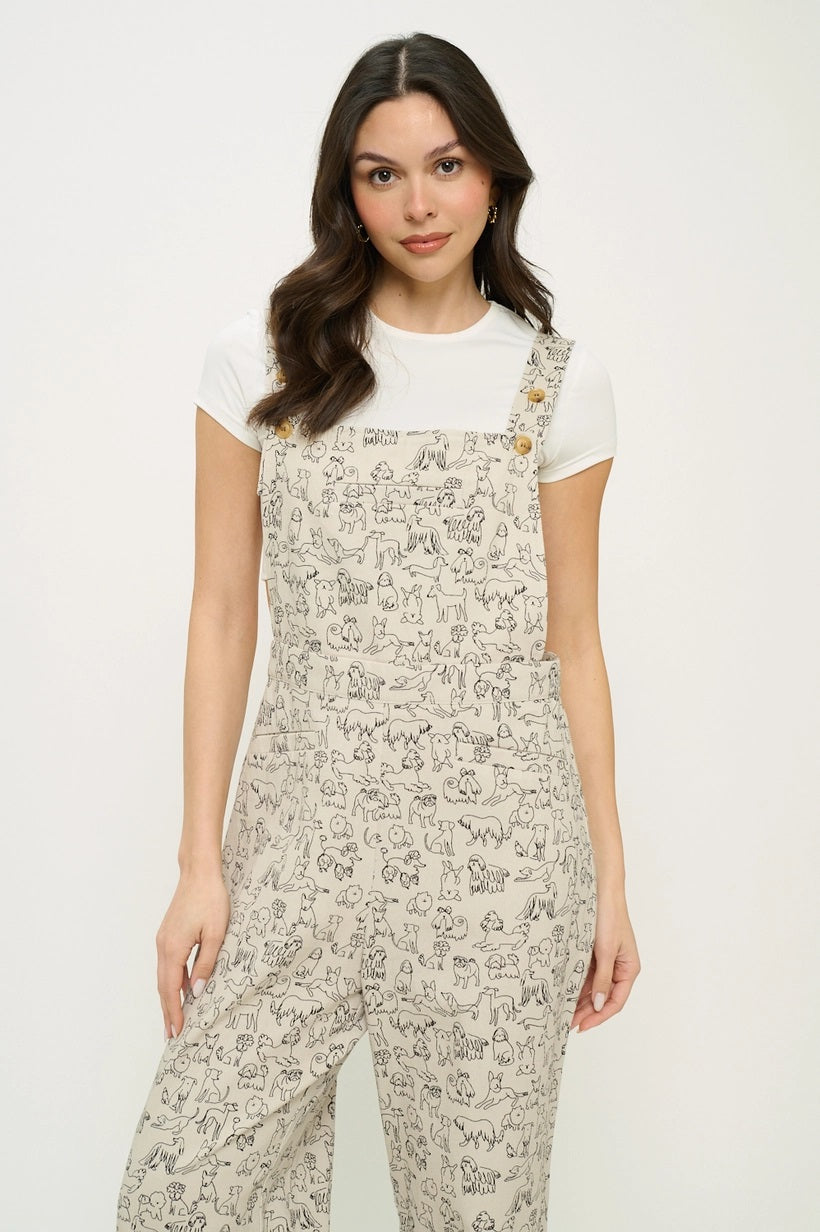 Dog Print Overalls