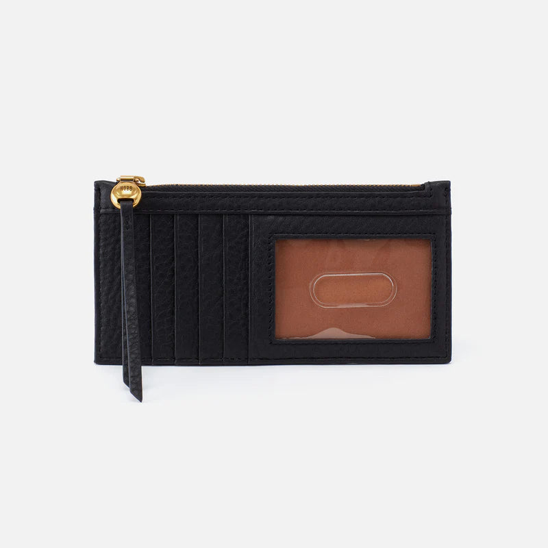 HOBO Carte Card Case in Black Pebbled Leather