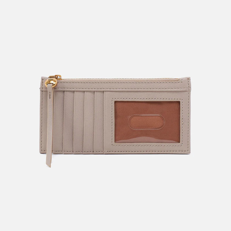 HOBO Carte Card Case in Taupe Pebbled Leather