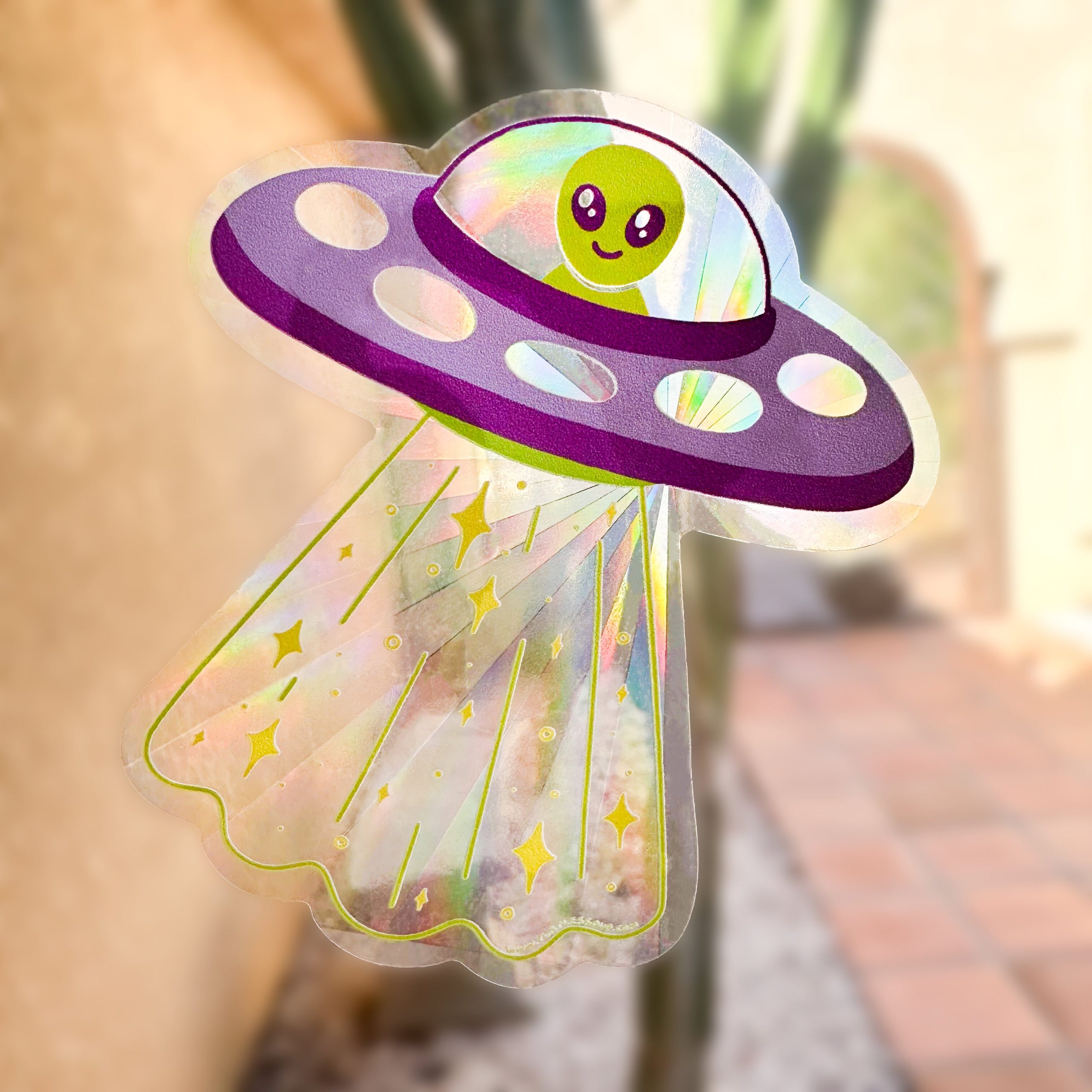 Alien UFO Suncatcher Sticker