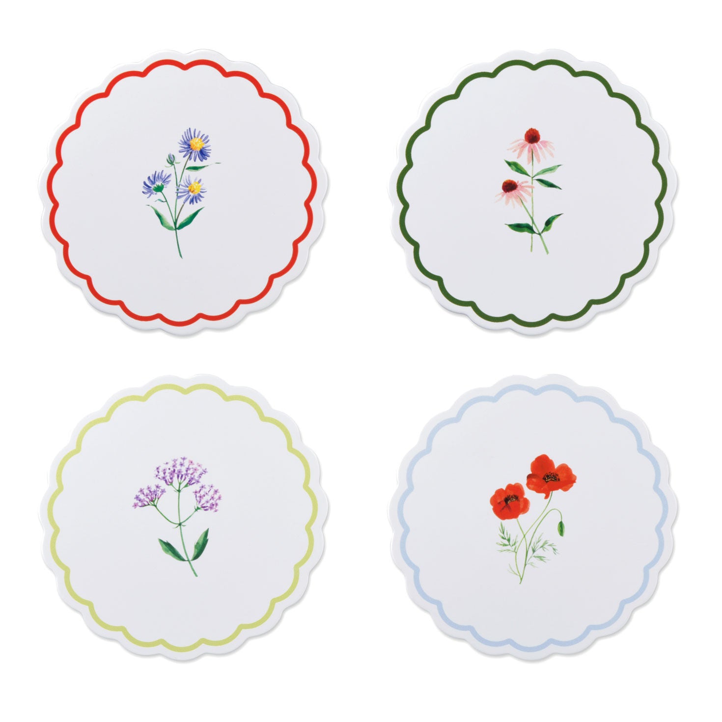 Floral Scalloped Coasters