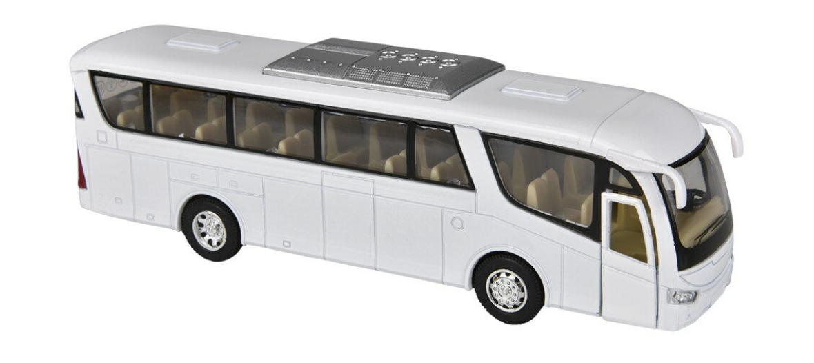 Diecast 7" White Coach Bus