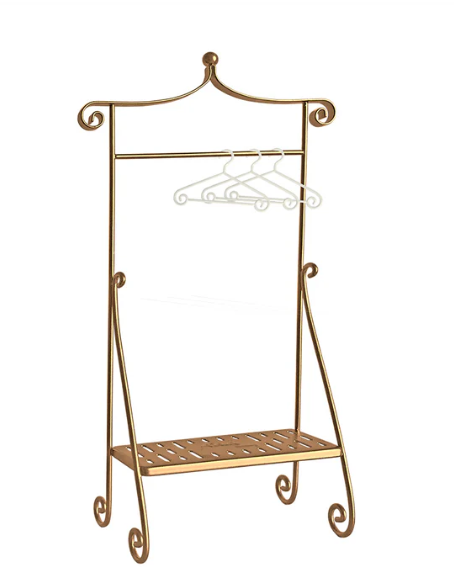 Aizulhomey Clothes Rack with 3pcs hangers 1/6 scale Gold Dollhouse MIniature