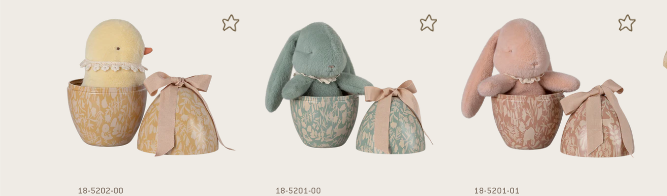 Maileg Easter Egg with Plushes; SET of THREE