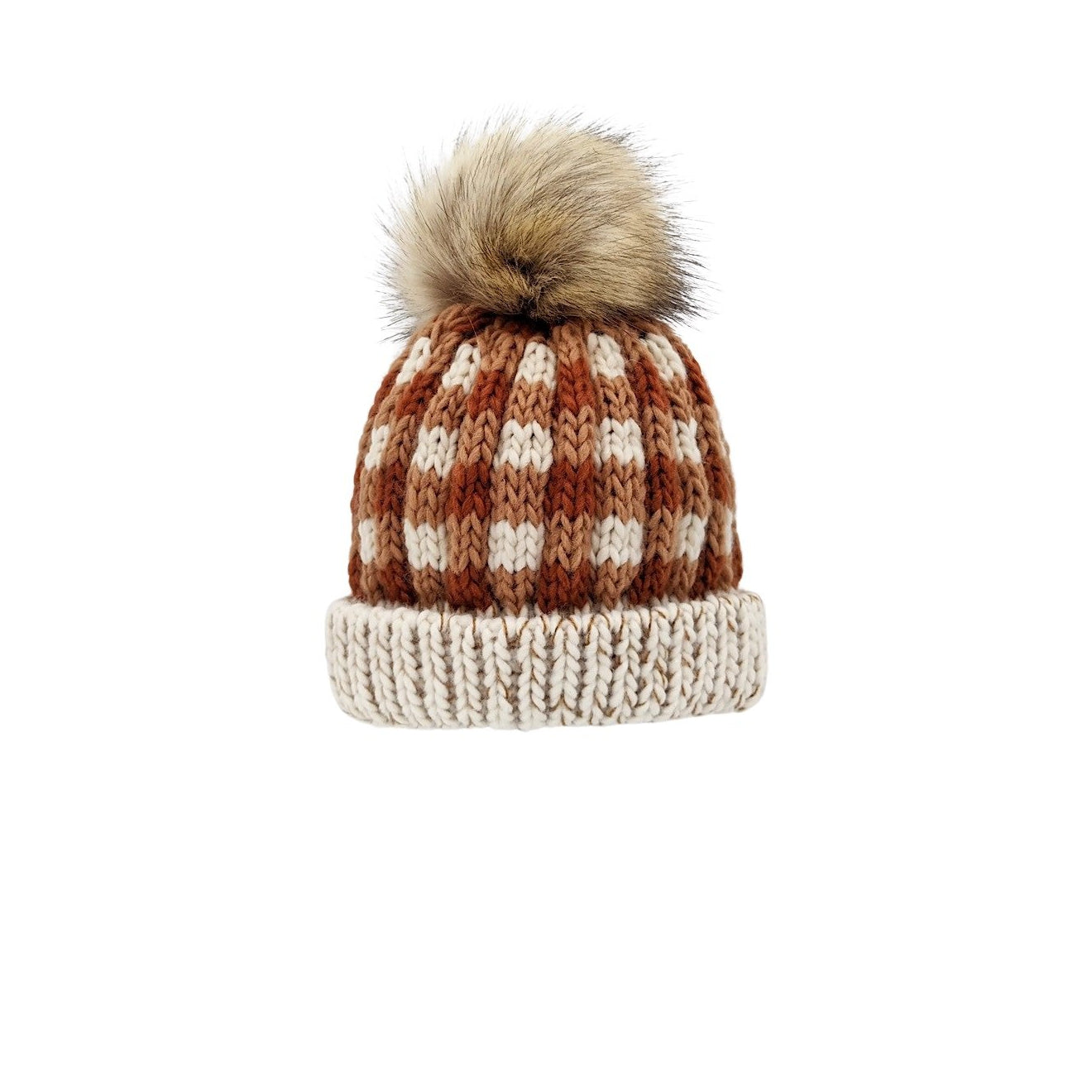 Sienna Buffalo Check Knit Pom Hat