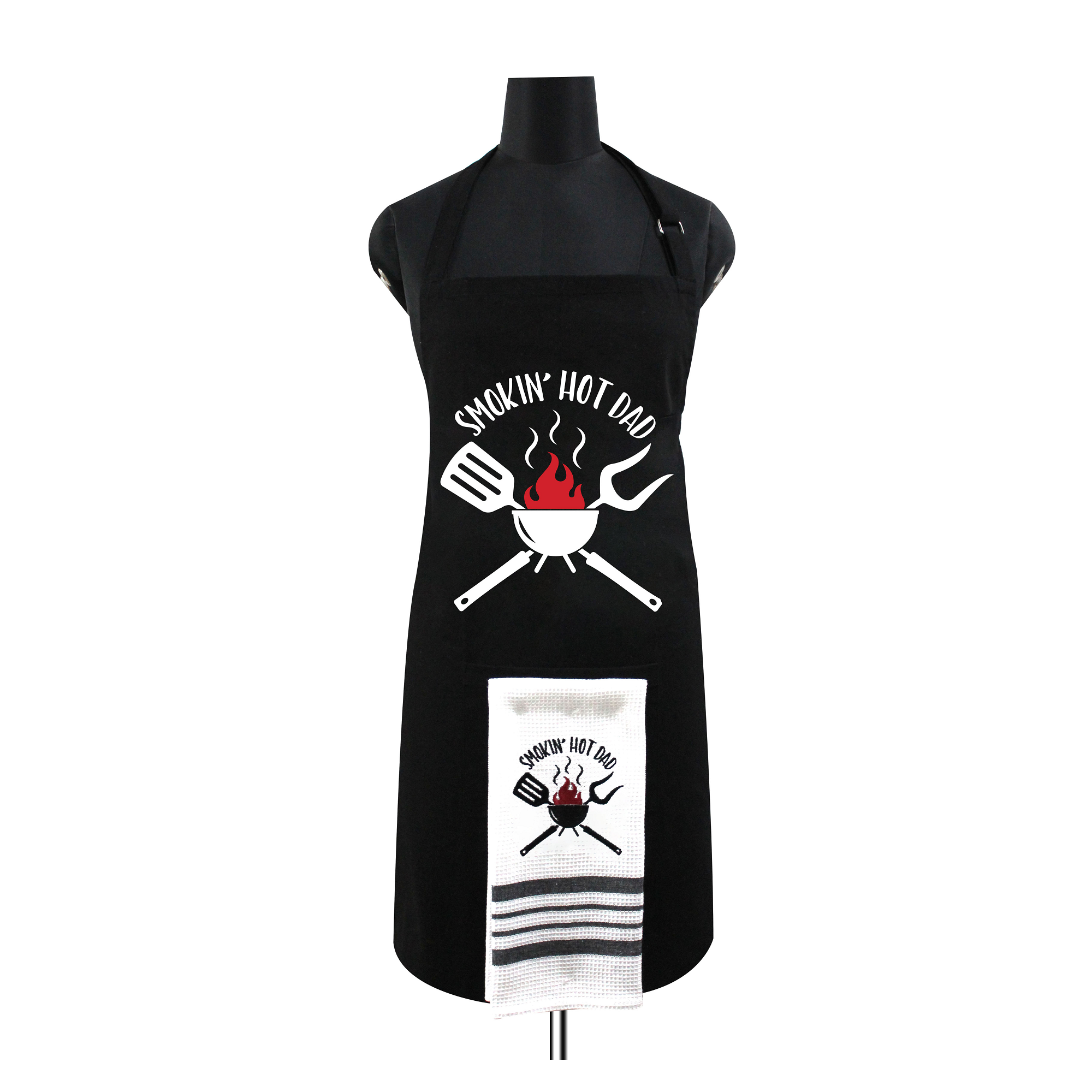 Smokin' Hot Dad Apron and Tea Towel Set