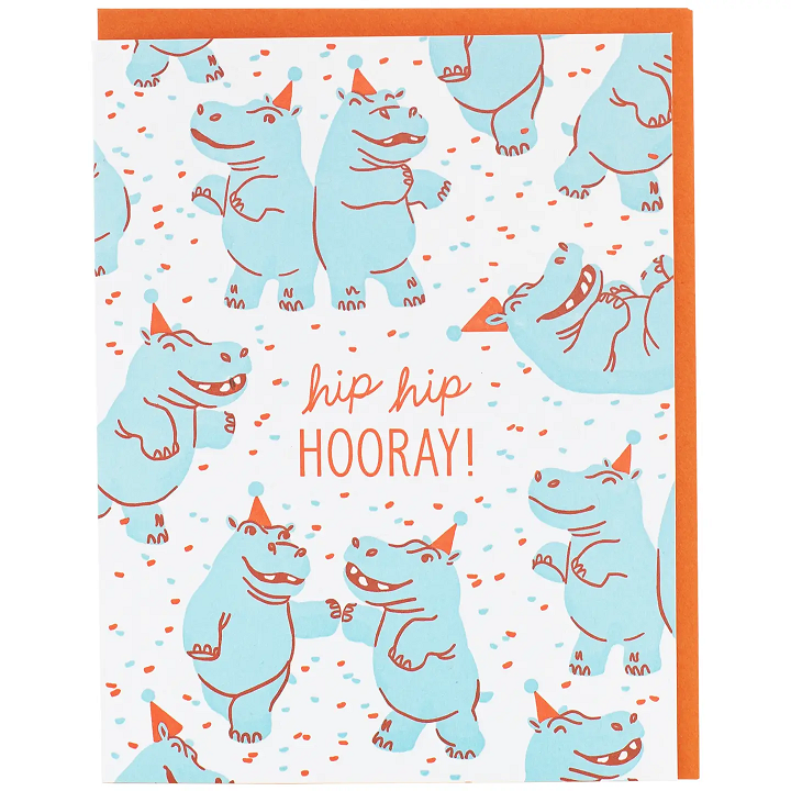 Hippo Dance Party Birthday Card