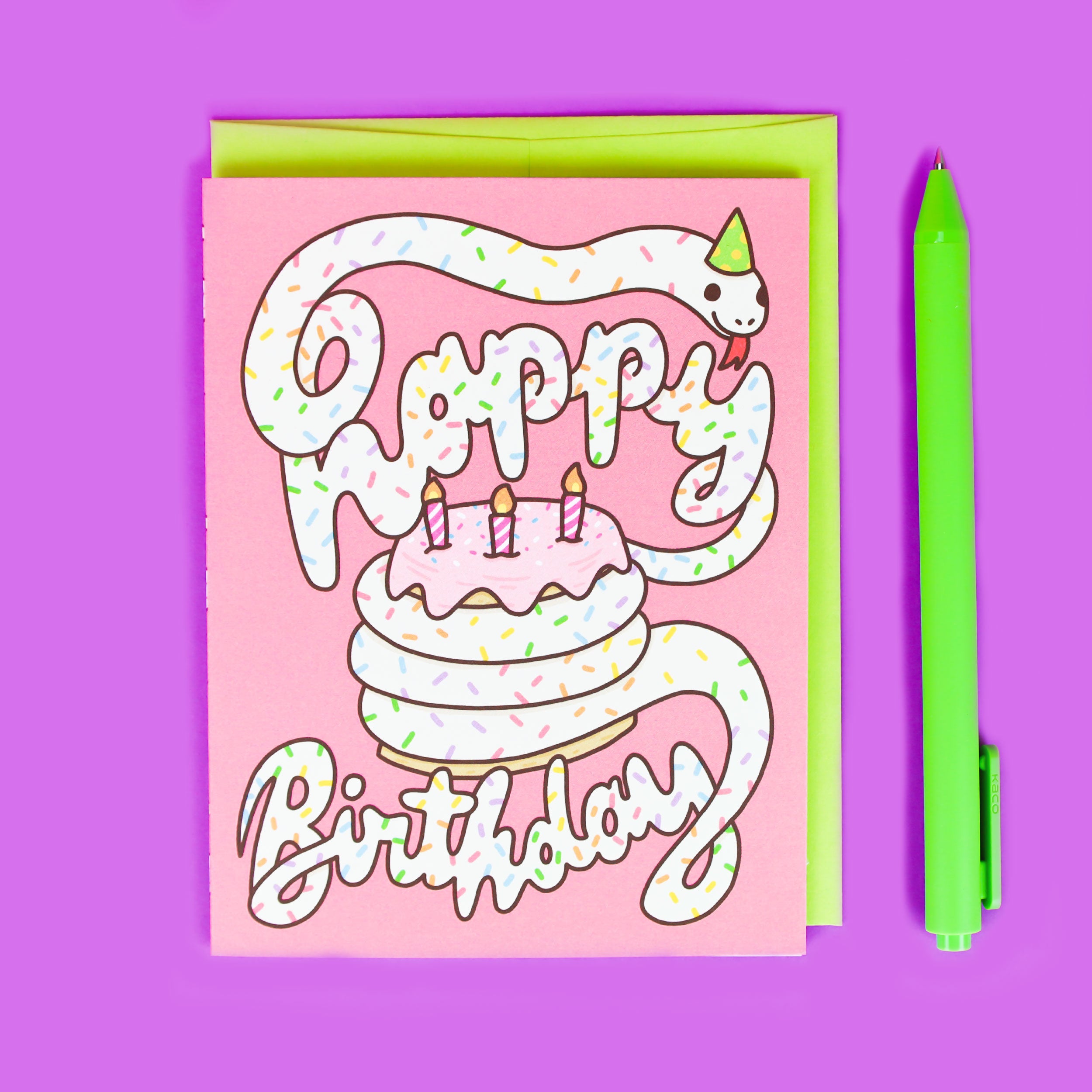 Happy Birthday Snake Cake Birthday Card