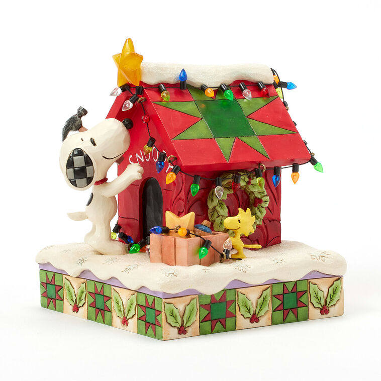 Snoopy Decorating Doghouse Light-Up Figurine by Jim Shore
