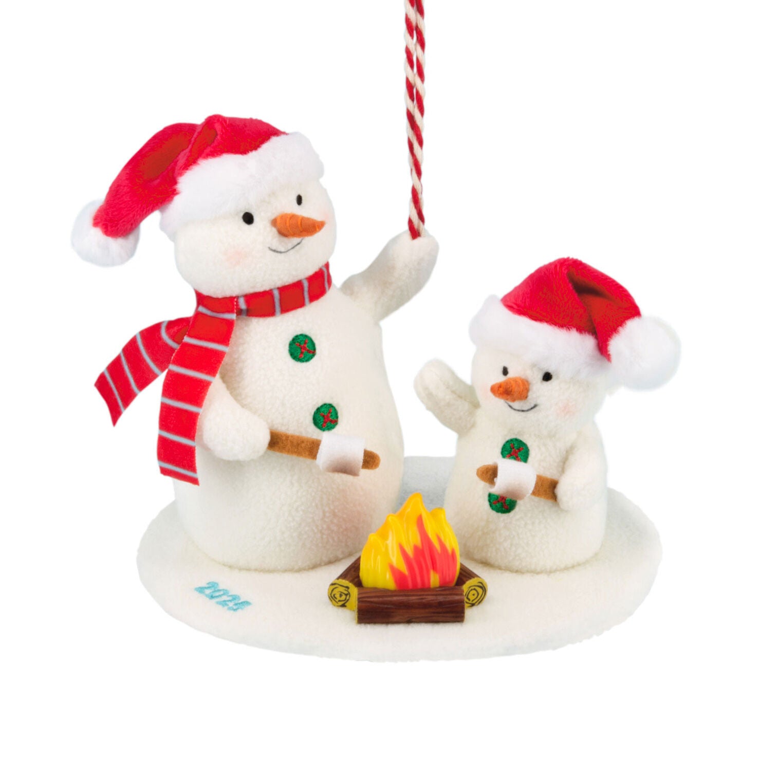 Roasting Marshmallows Snowmen 2025 Fabric Hallmark Ornament