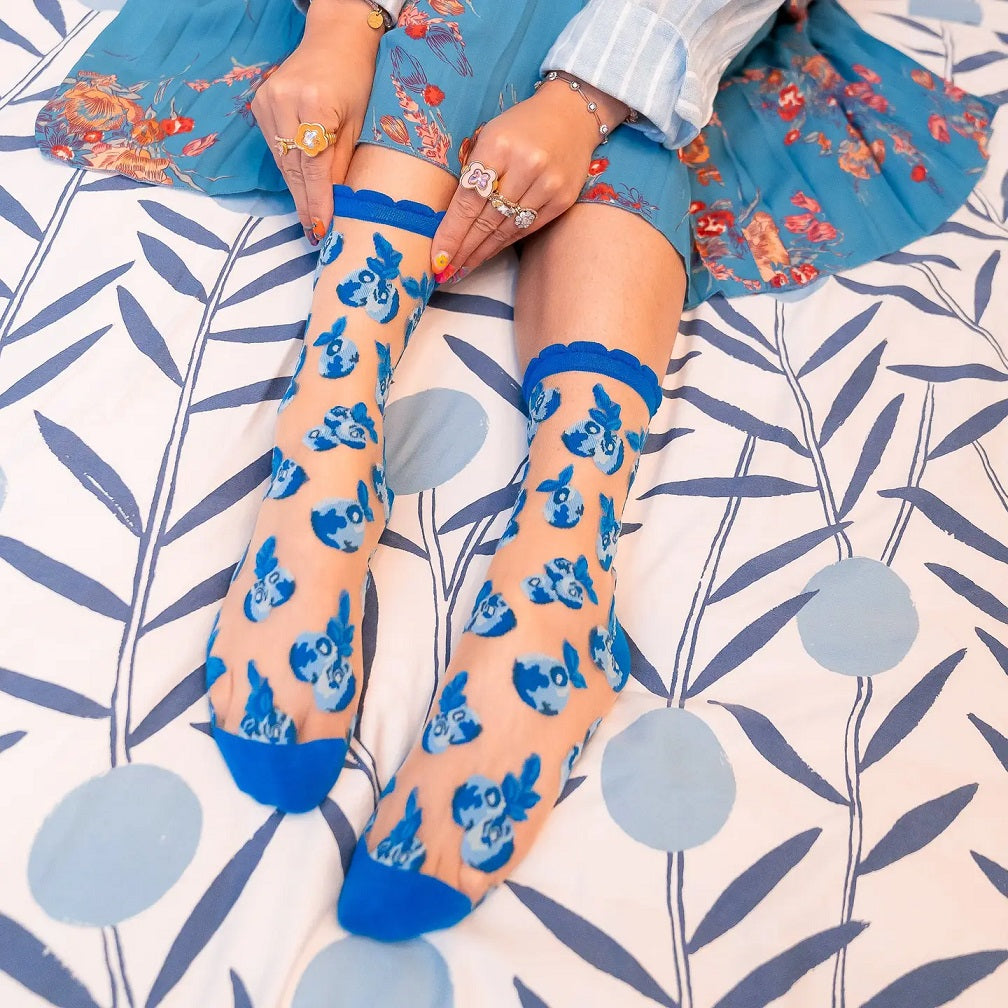Blueberry Ruffle Sheer Crew Sock