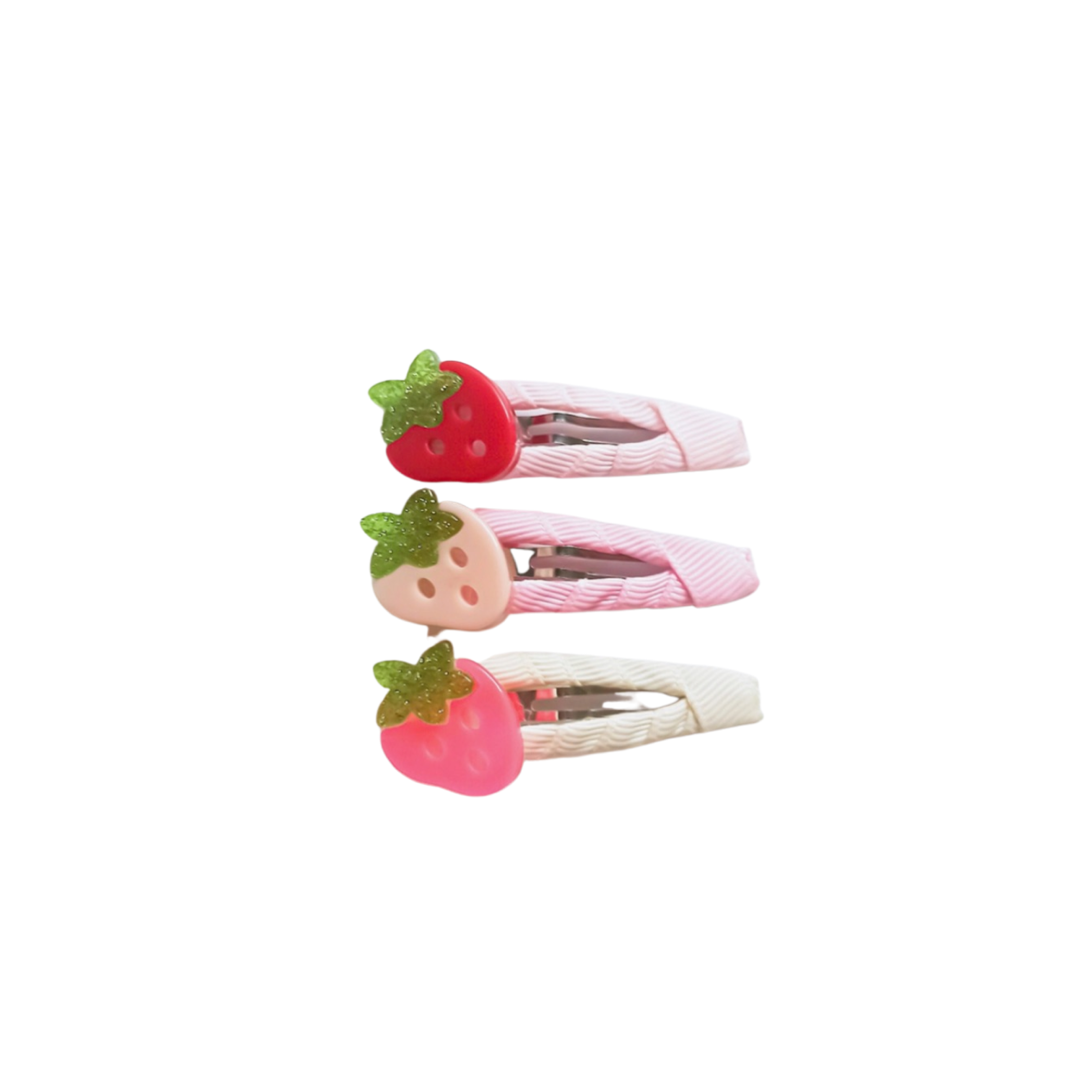 Strawberry Fabric Covered Hair Snaps