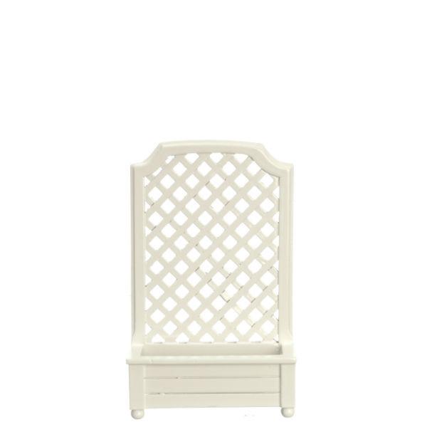 White Dollhouse Miniature Trellis with Planter