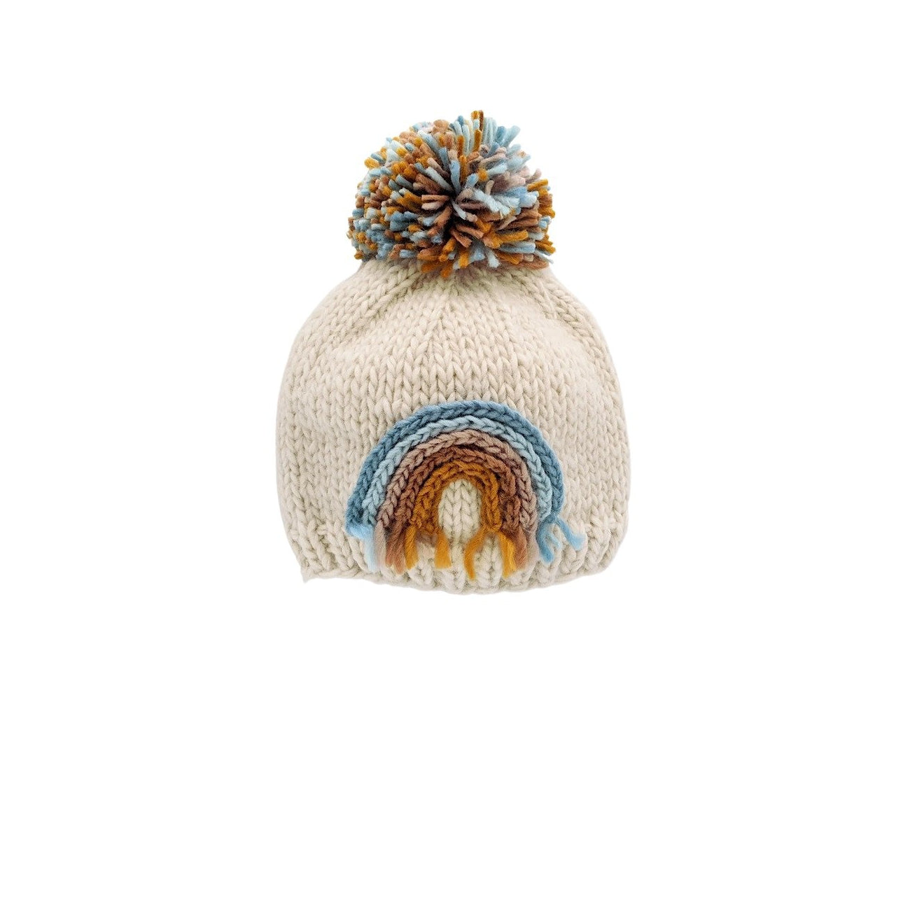 Teal Rainbow Knit Beanie Hat