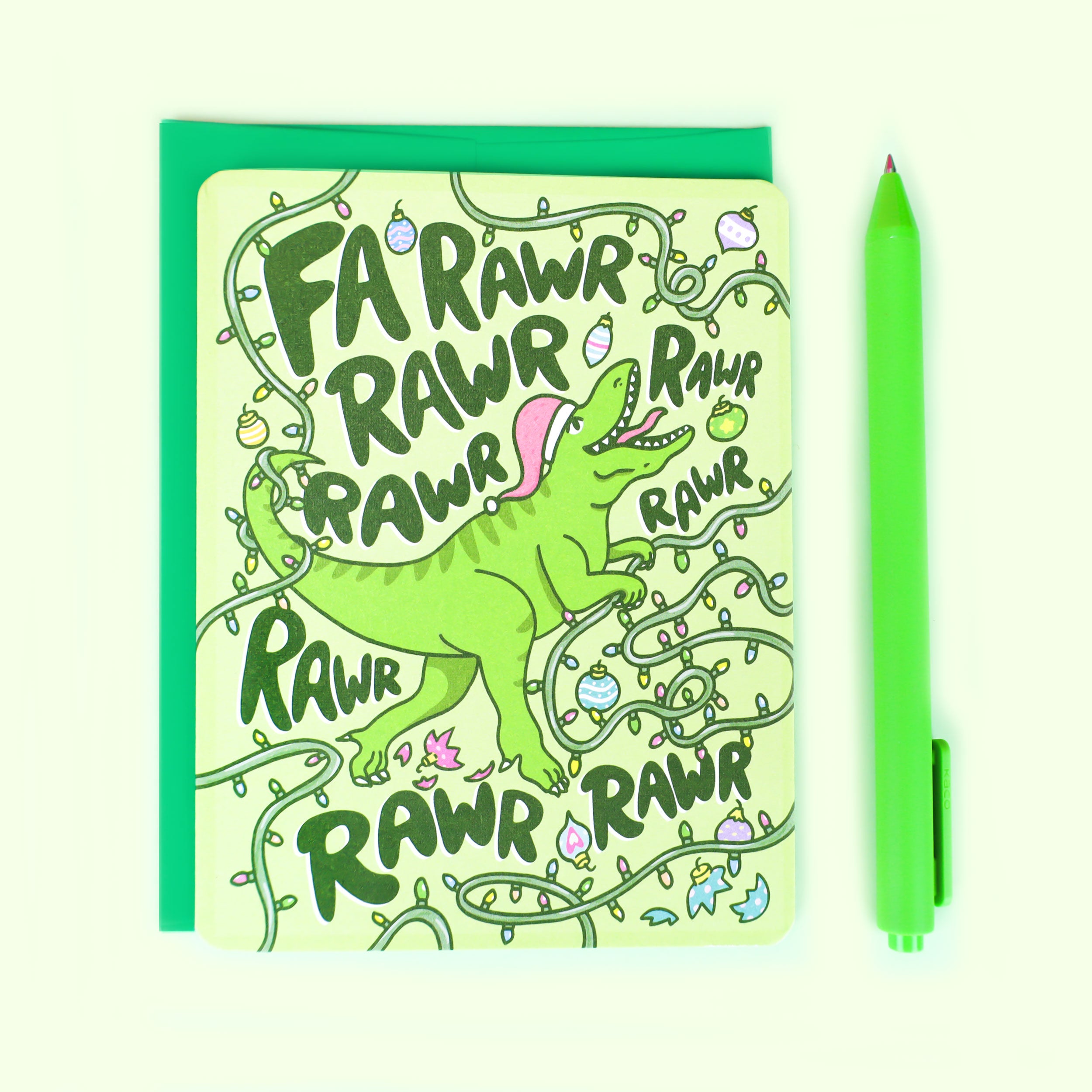 Fa Rawr Dinosaur Christmas Holiday Card