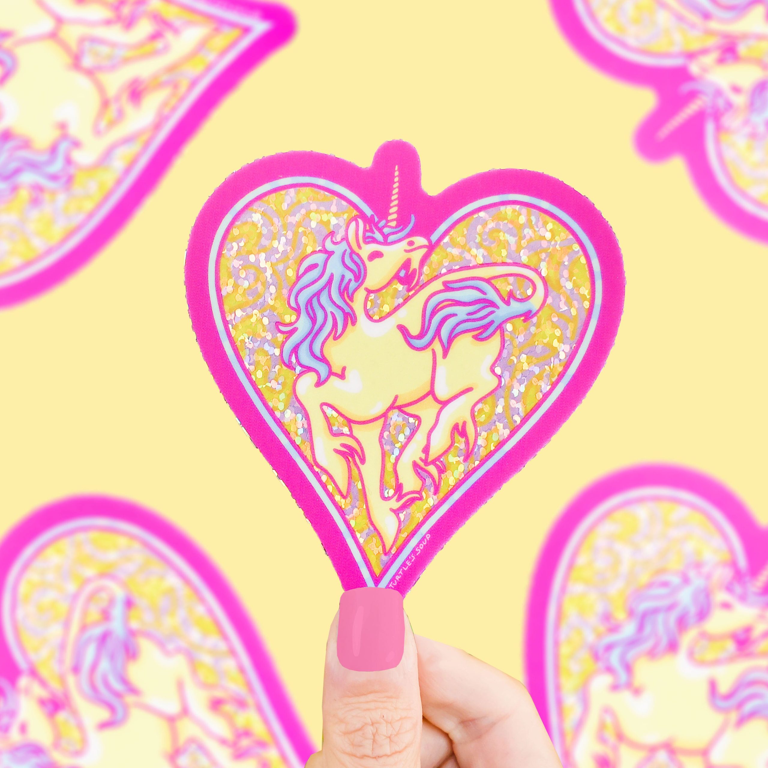 Unicorn Heart Glitter Vinyl Sticker
