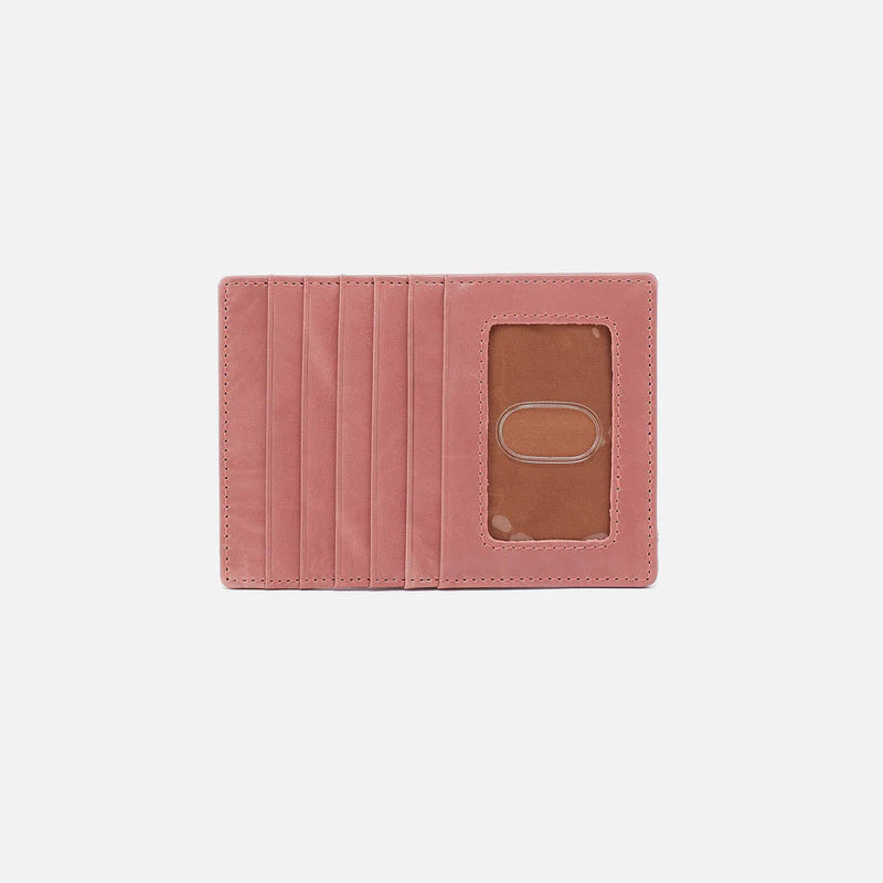 HOBO Euro Slide Card Case in Rose Polished Leather