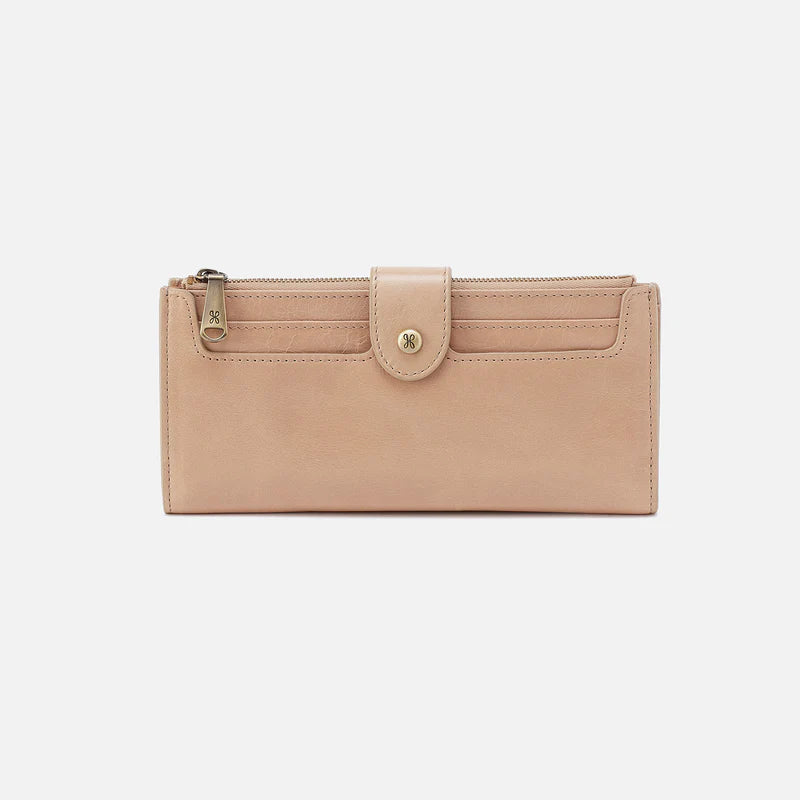 HOBO Dunn Continental Wallet in Sand Polished Leather