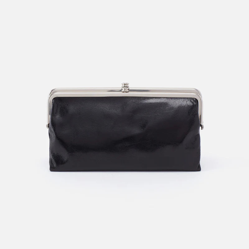 HOBO Lauren Clutch-Wallet in Black Polished Leather