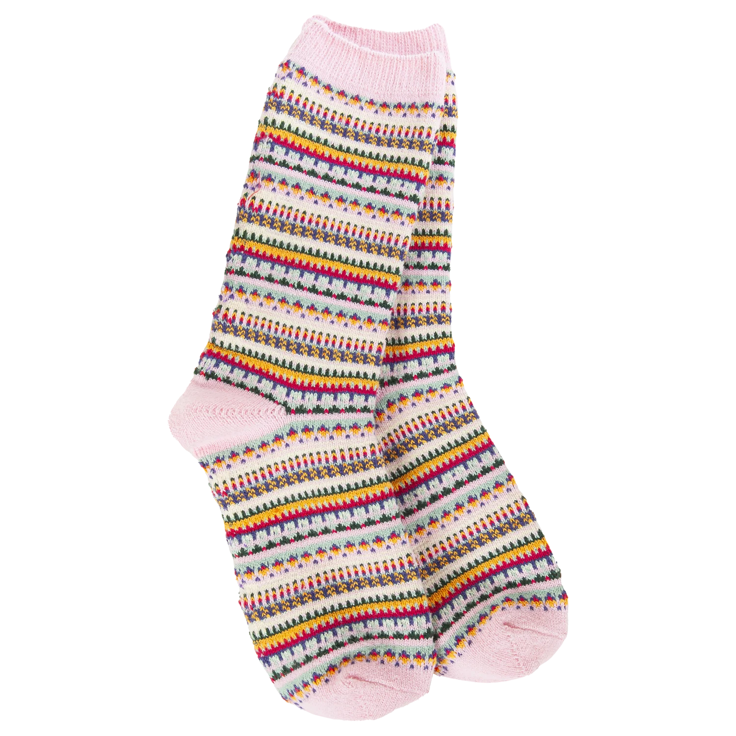 Pink Stripe Weekend Boho Crew Socks