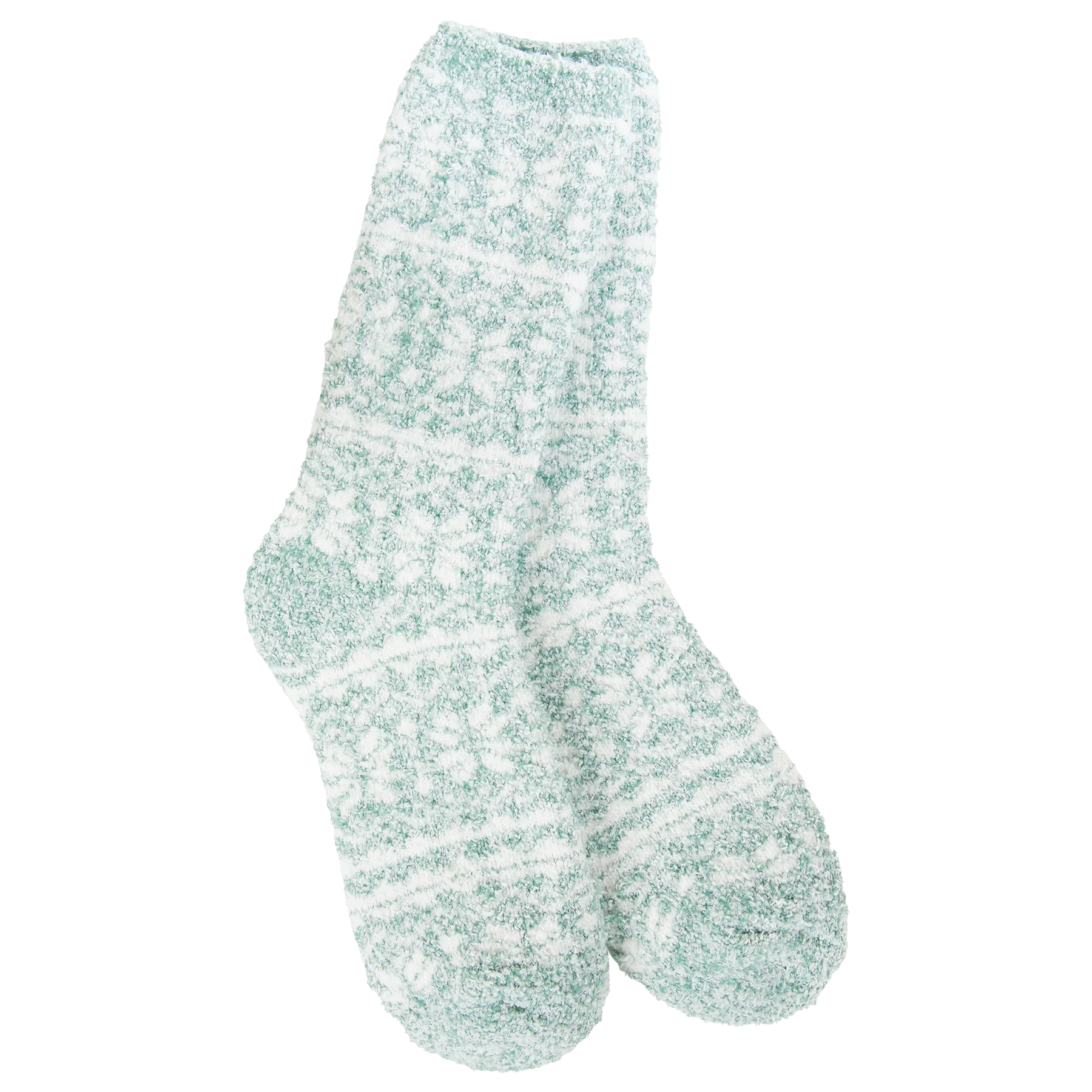 Fair Isle Green Winter Crew Socks