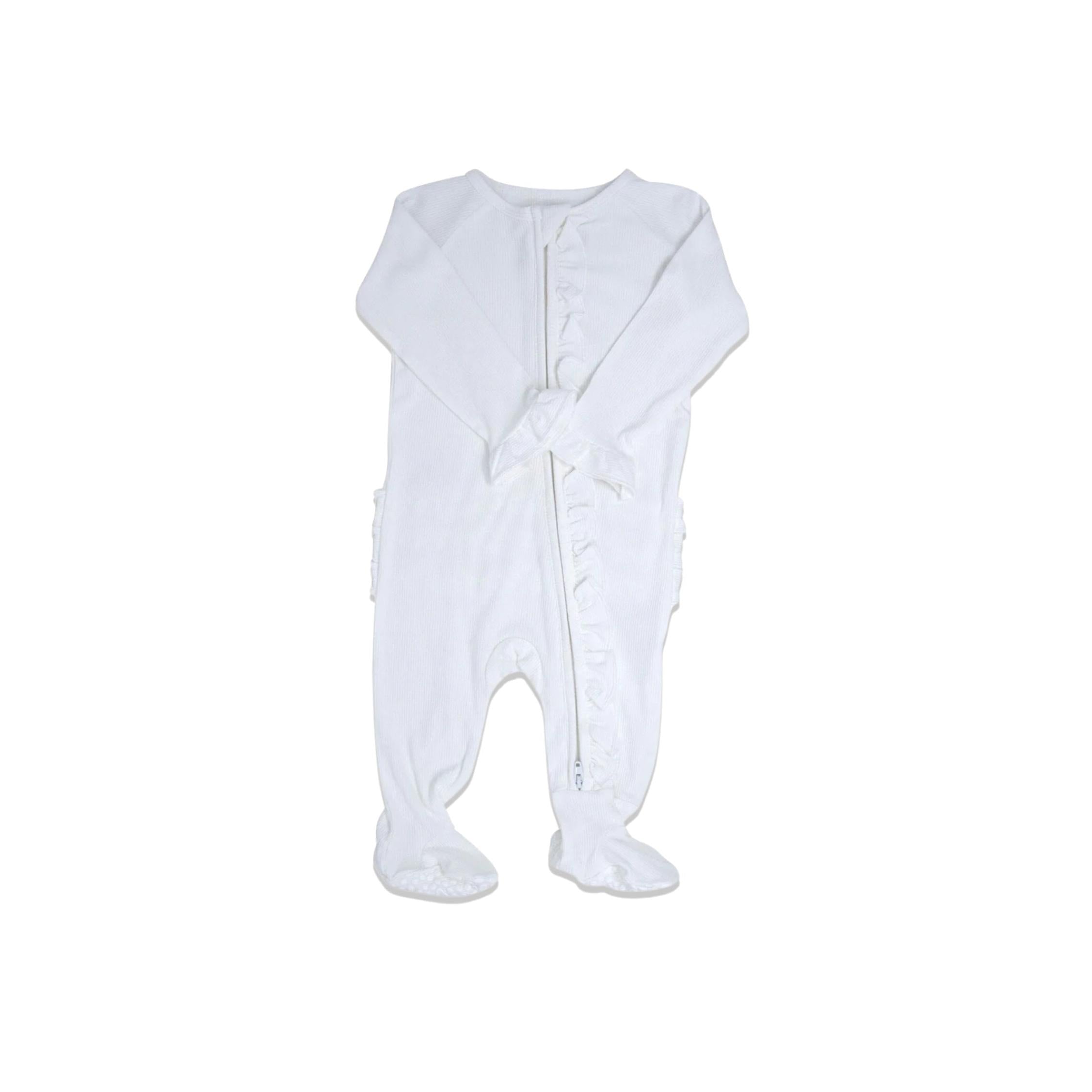 Whispery White Ruffle Footie