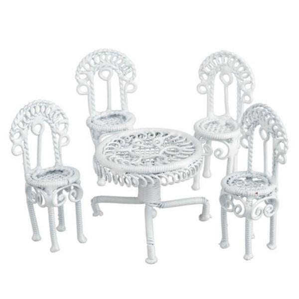1/24 Scale Dollhouse Miniature White Patio Set